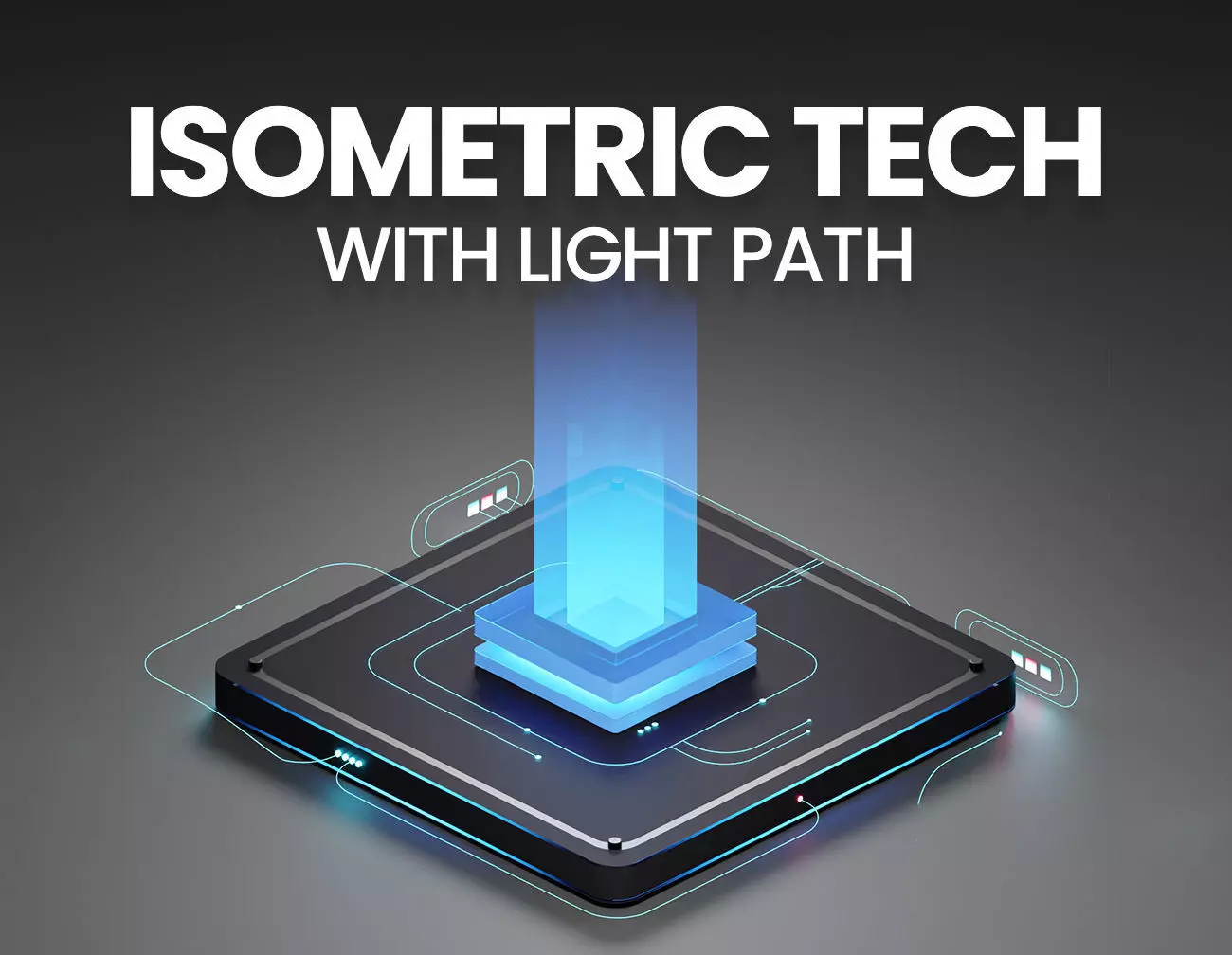 Isometric Tech with light path Low-poly 3D model_0