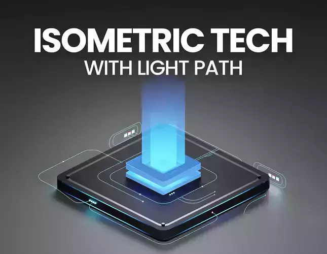 Isometric Tech with light path Low-poly 3D model