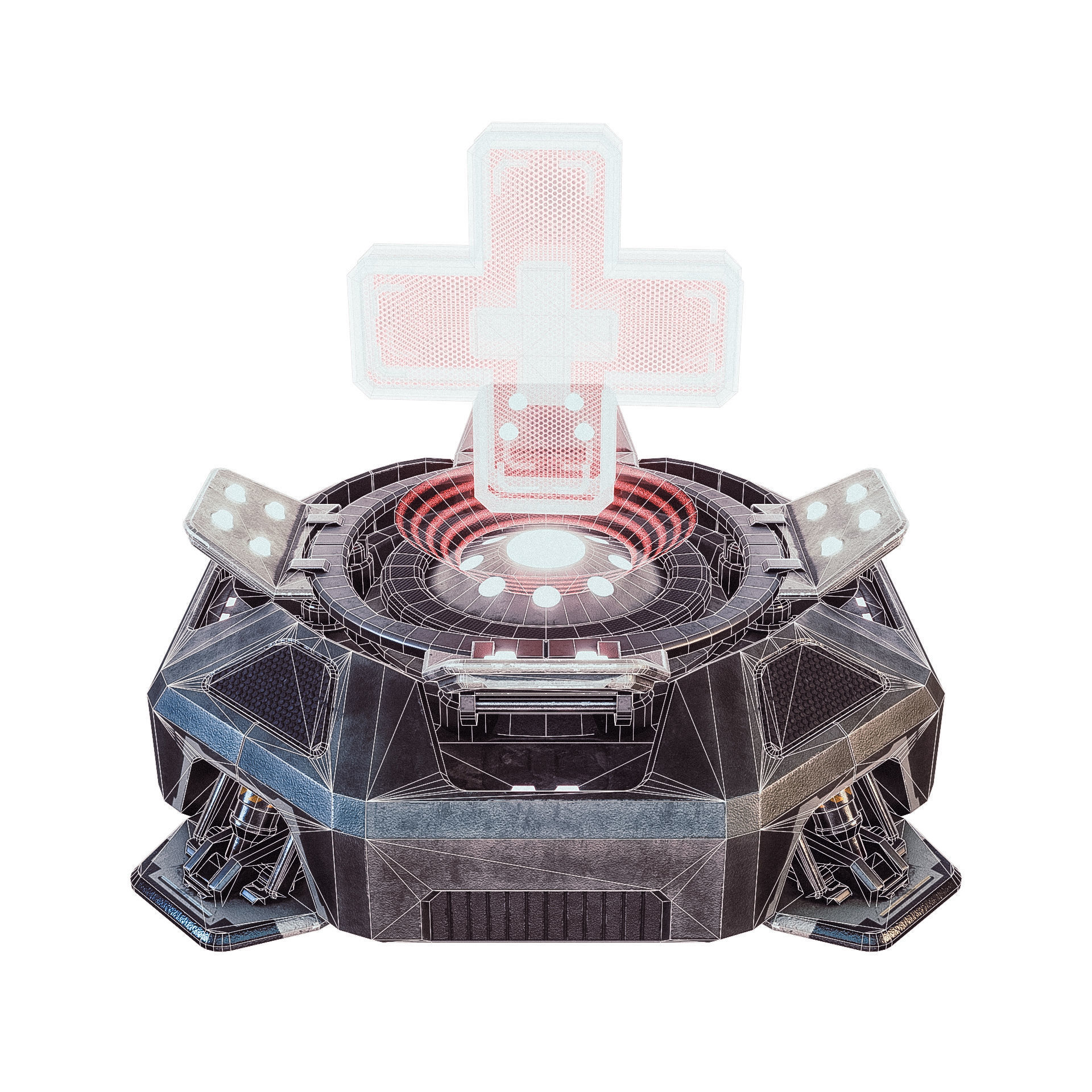 Medikit game controller with light on top Low-poly 3D model_7