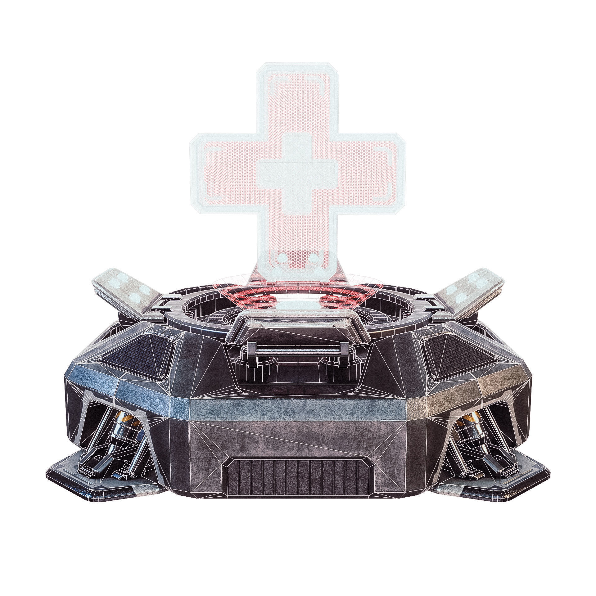 Medikit game controller with light on top Low-poly 3D model_4