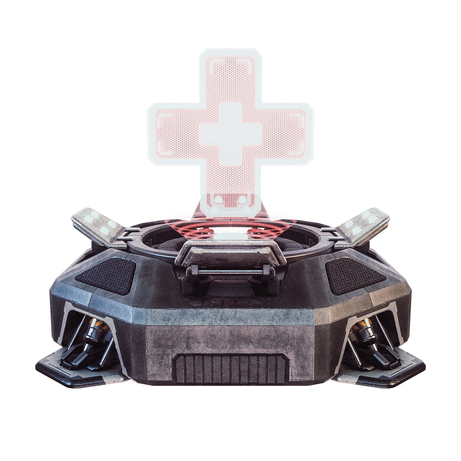 Medikit game controller with light on top Low-poly 3D model_3