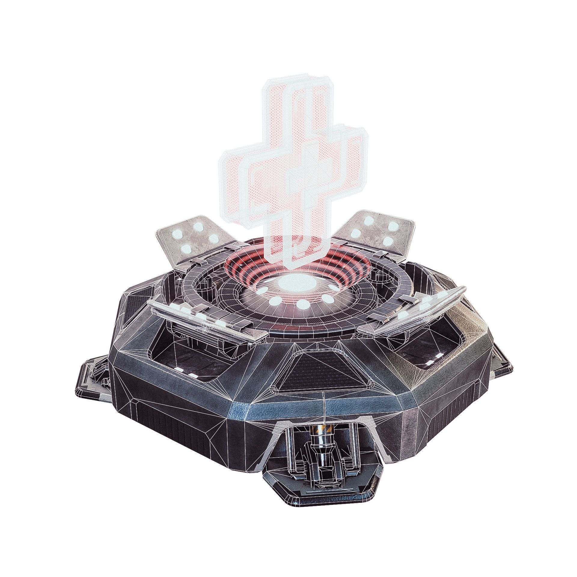 Medikit game controller with light on top Low-poly 3D model_6