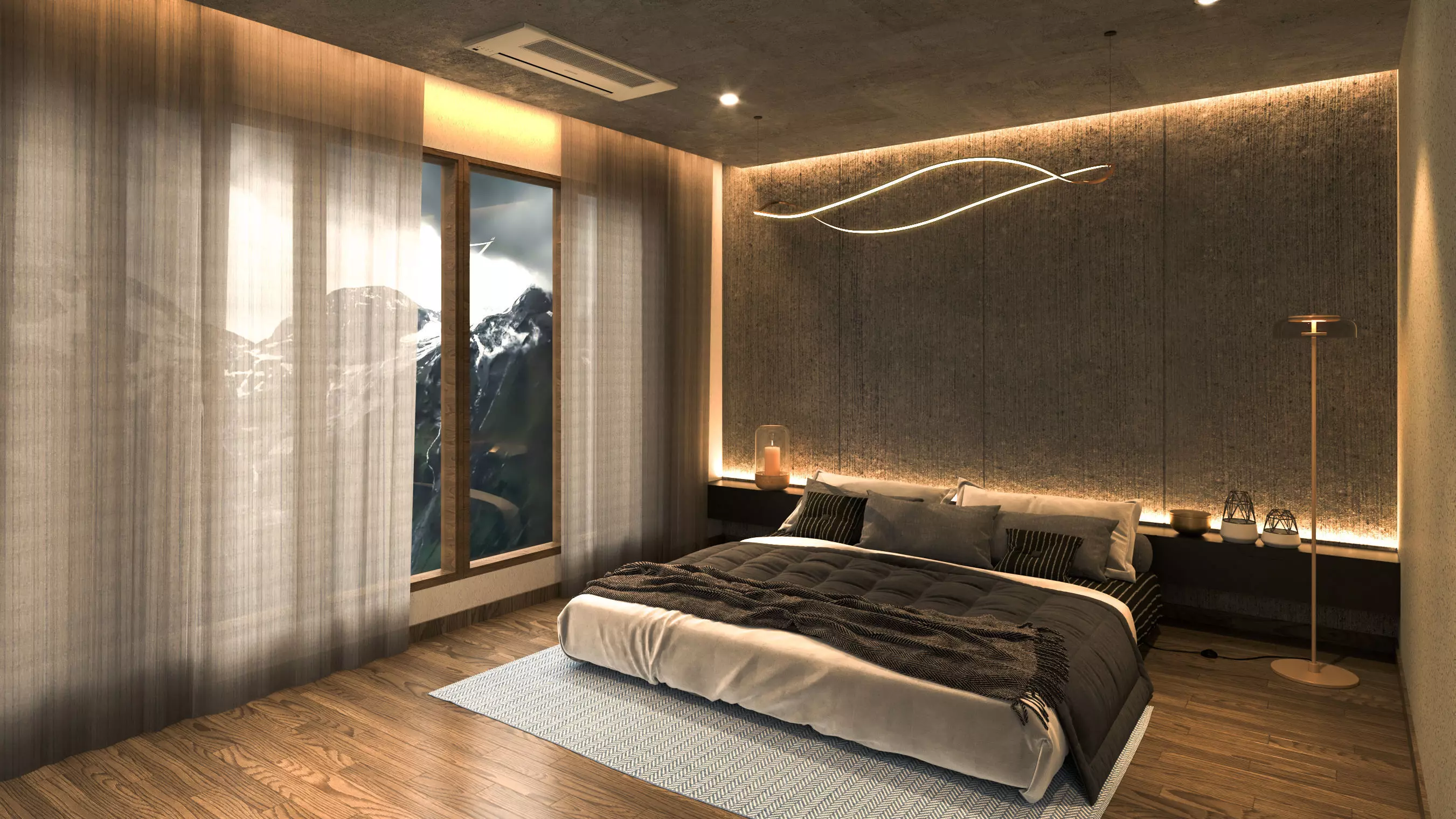 Hill Side Bedroom View Free 3D model