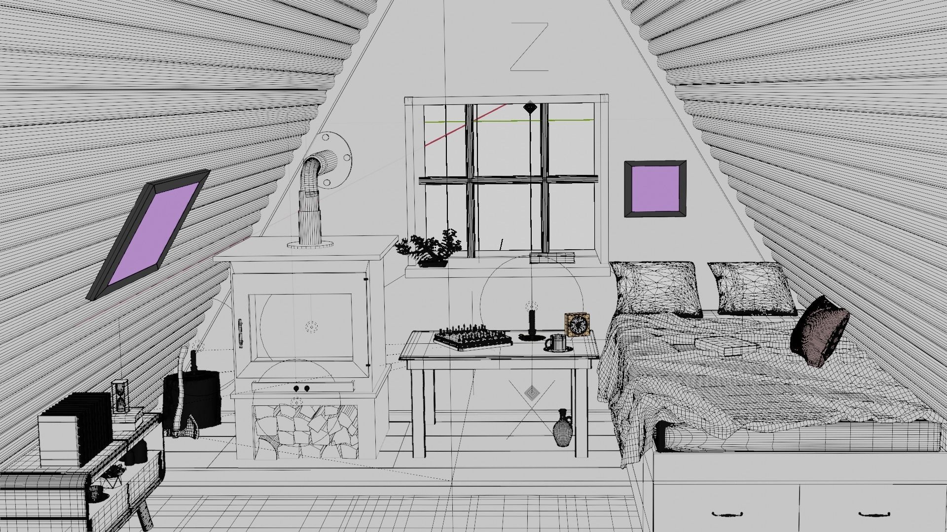 Cozy Bedroom interior scene 3D model 3D model_3