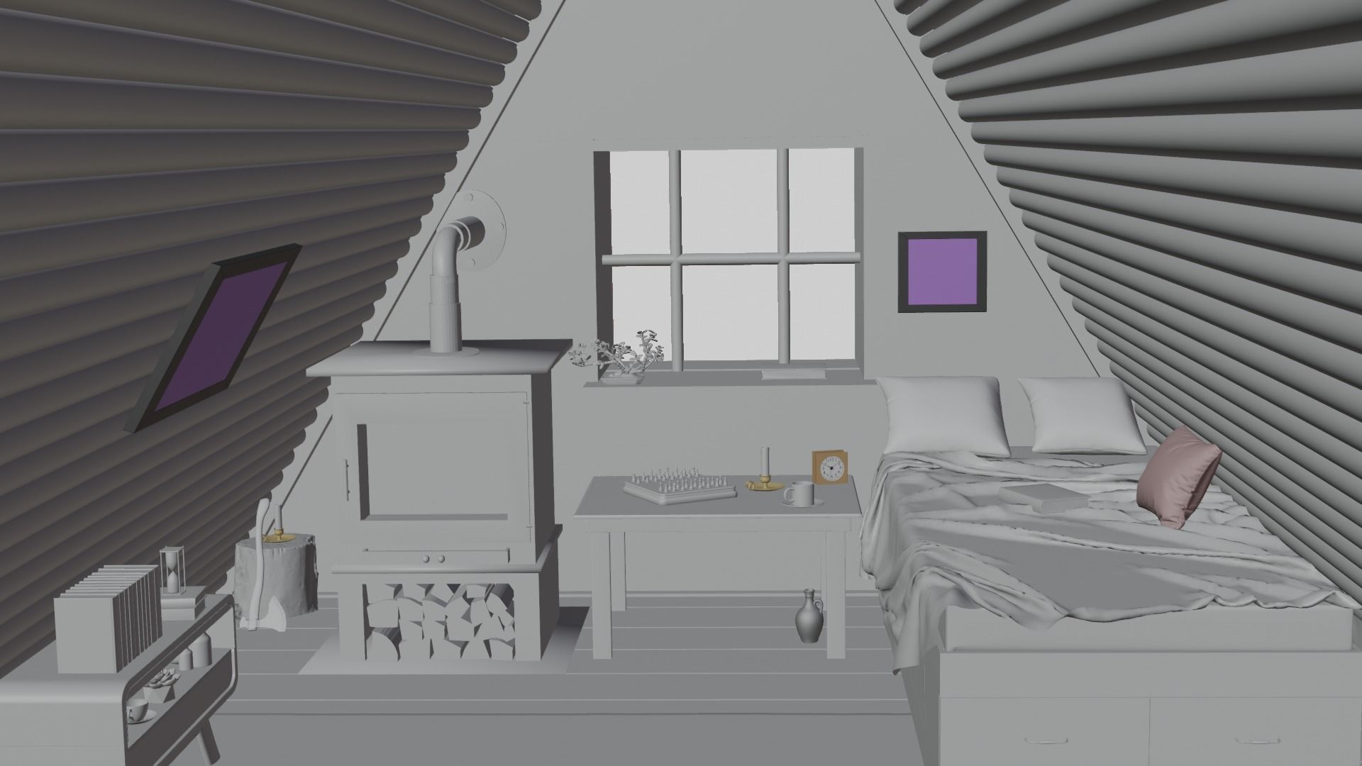 Cozy Bedroom interior scene 3D model 3D model_1