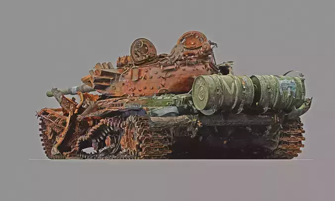 T-72 tank burned 3D model