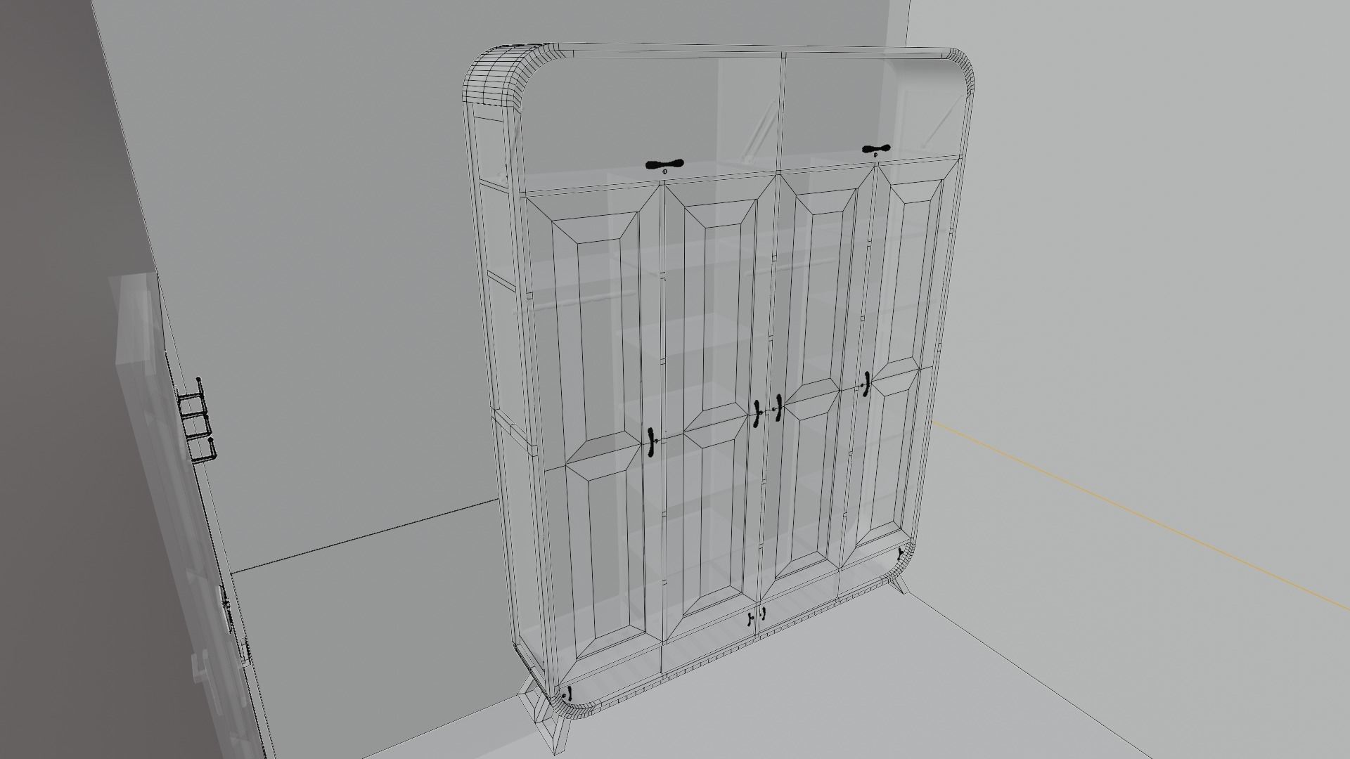 Minimalist Small Bedroom Design Low-poly 3D model_22