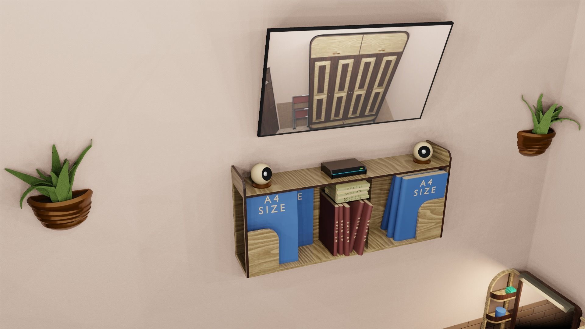 Minimalist Small Bedroom Design Low-poly 3D model_24