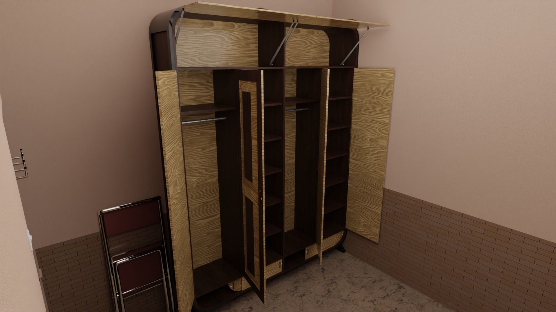 Minimalist Small Bedroom Design Low-poly 3D model_19