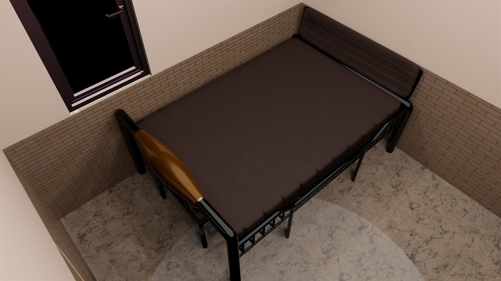 Minimalist Small Bedroom Design Low-poly 3D model_10