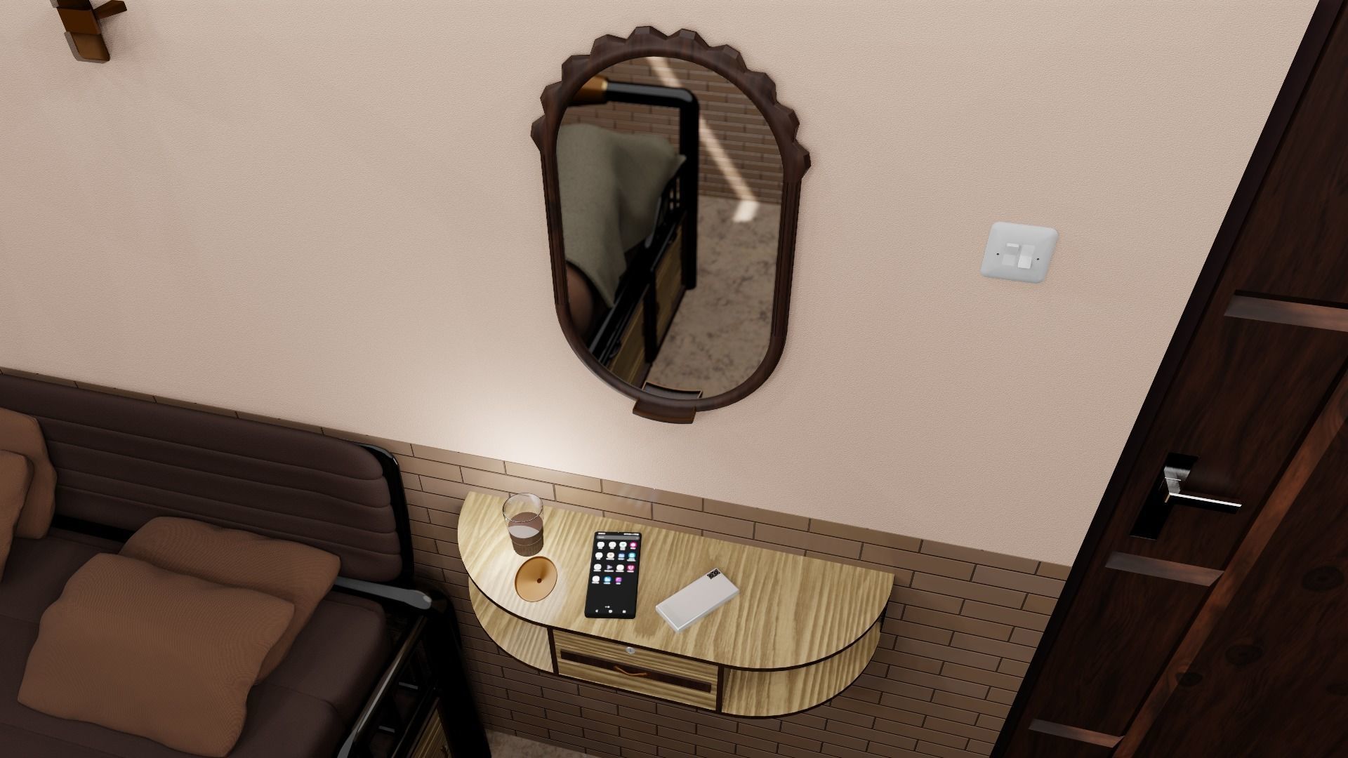 Minimalist Small Bedroom Design Low-poly 3D model_25