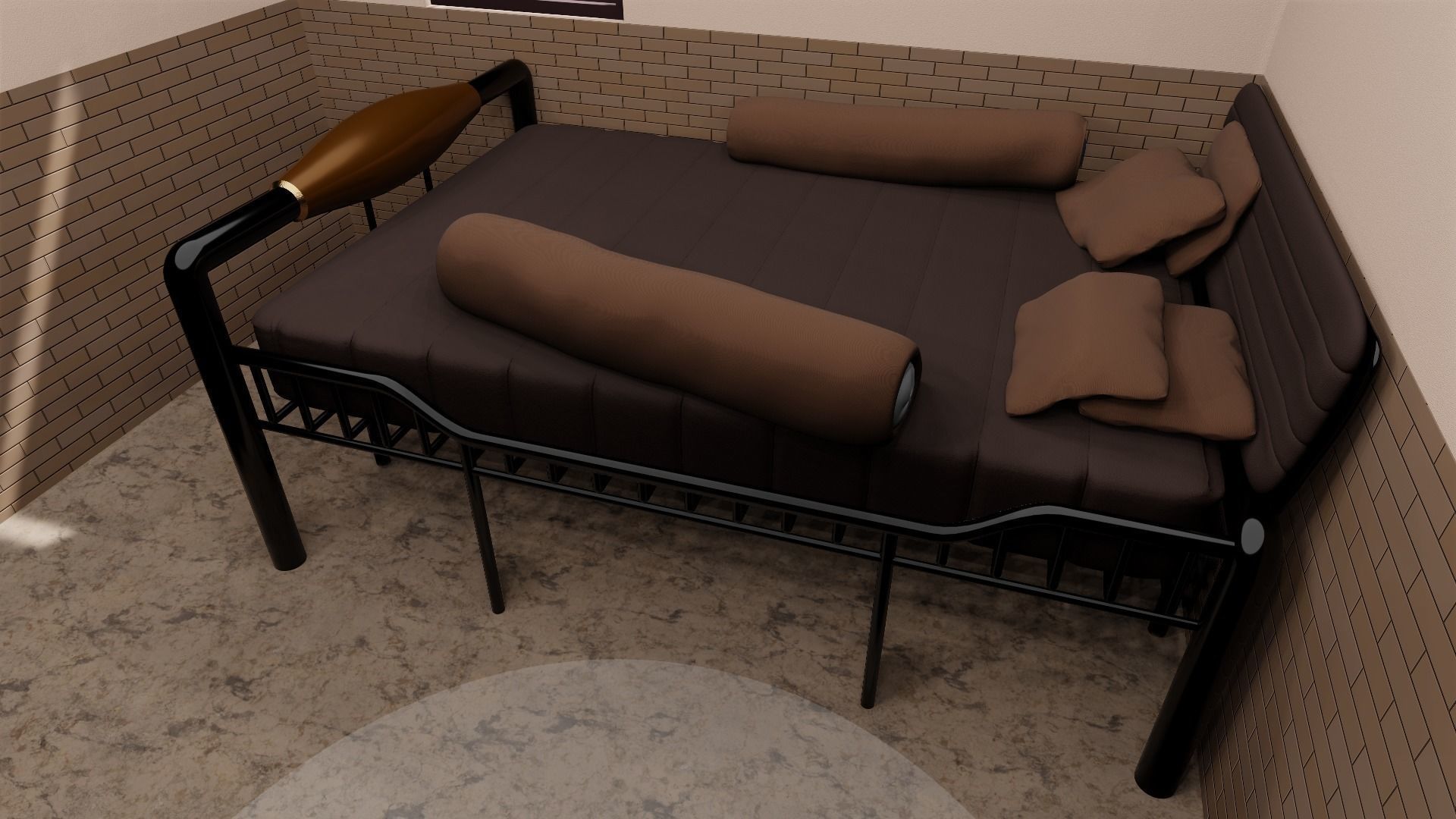 Minimalist Small Bedroom Design Low-poly 3D model_9