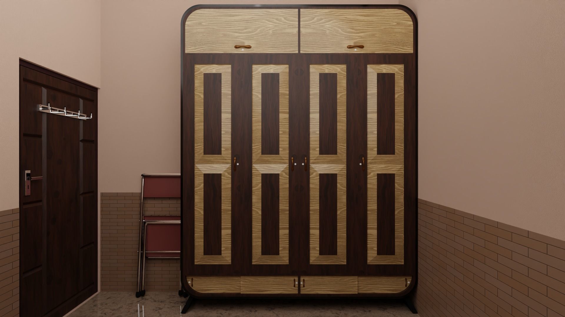 Minimalist Small Bedroom Design Low-poly 3D model_16