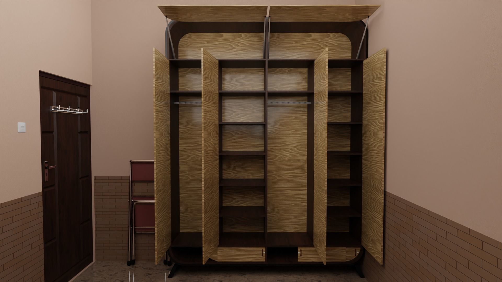 Minimalist Small Bedroom Design Low-poly 3D model_18