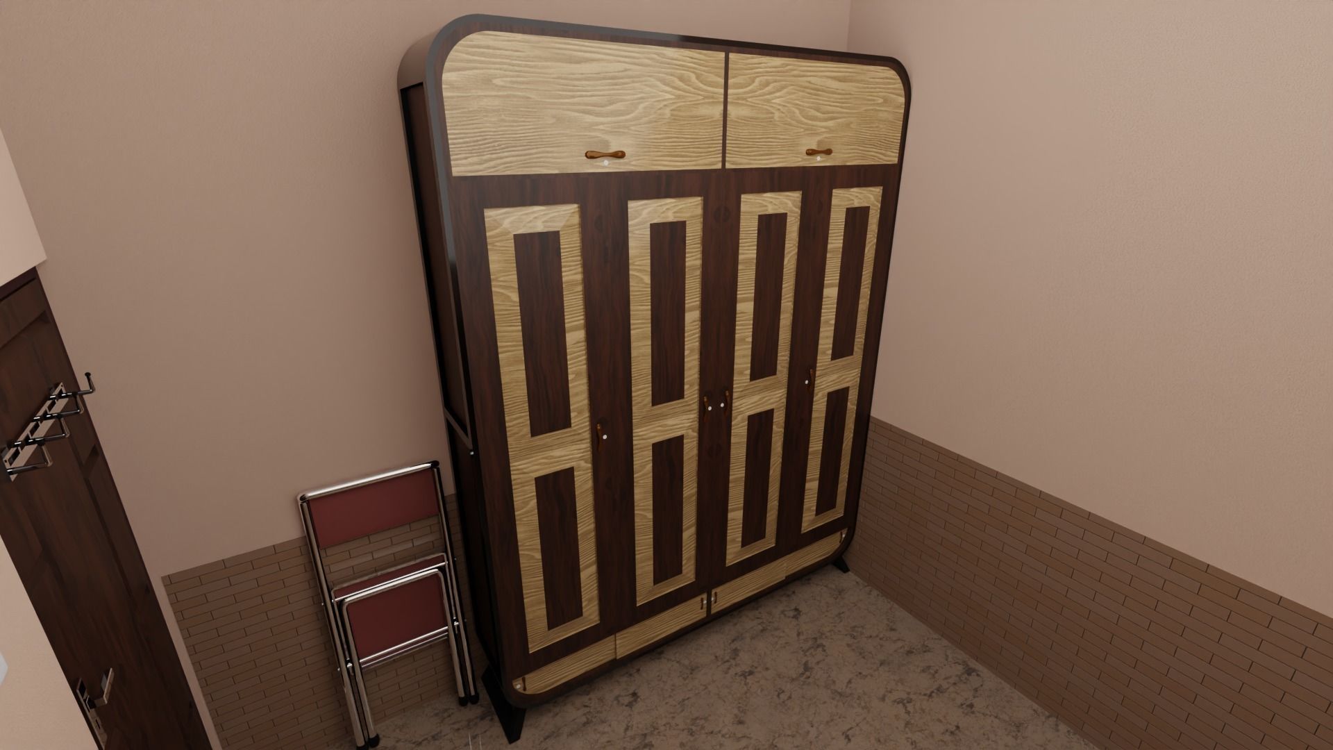 Minimalist Small Bedroom Design Low-poly 3D model_17