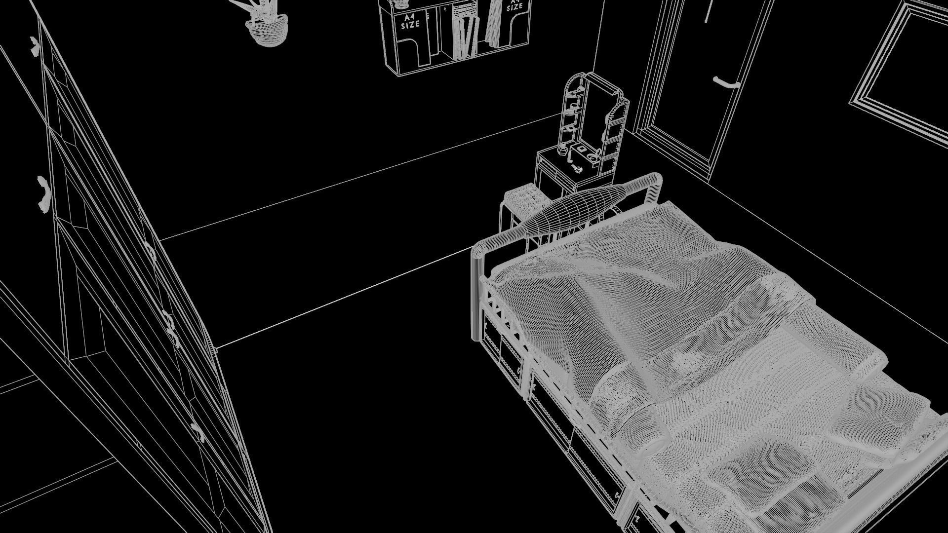 Minimalist Small Bedroom Design Low-poly 3D model_6