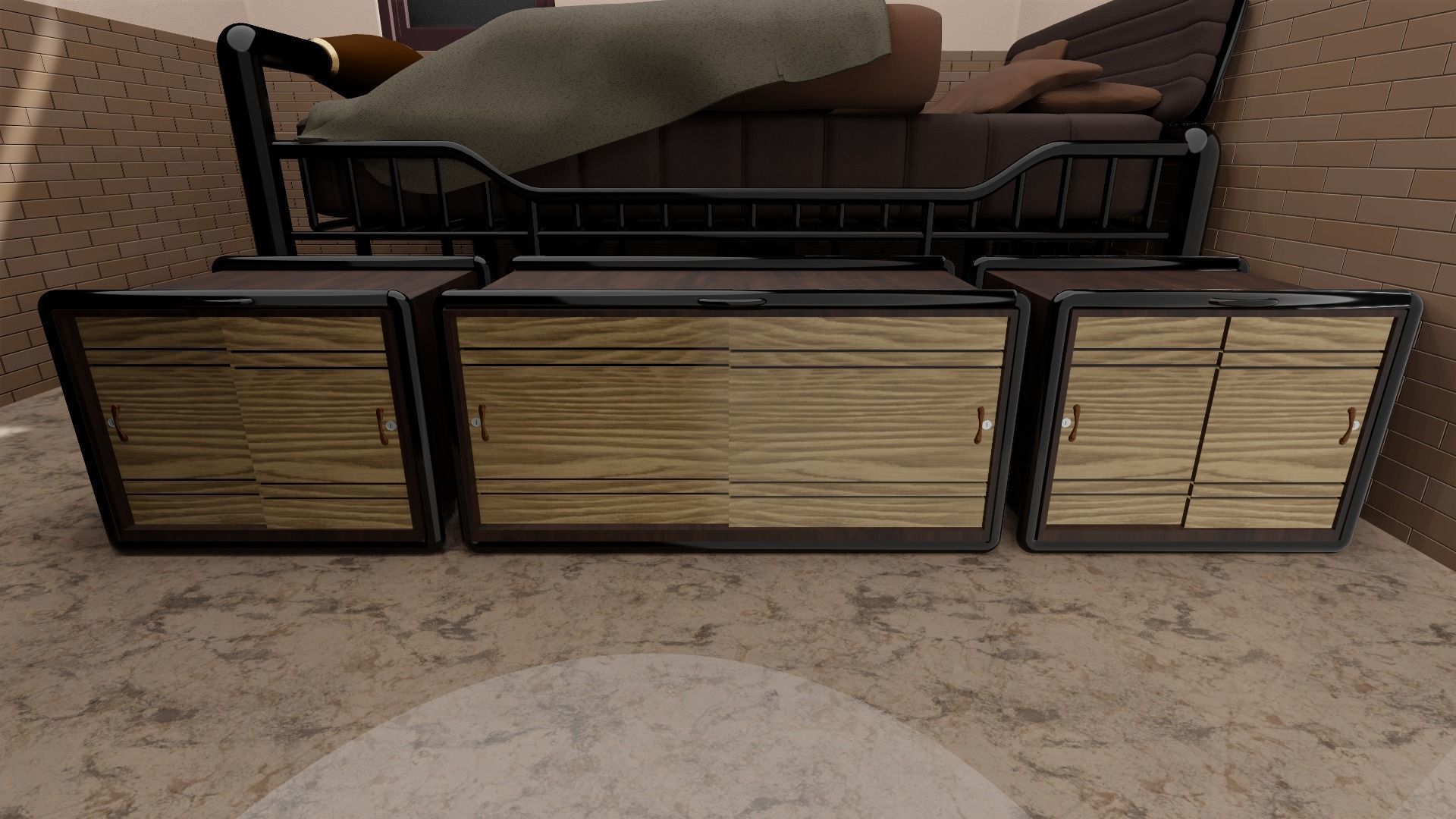 Minimalist Small Bedroom Design Low-poly 3D model_13