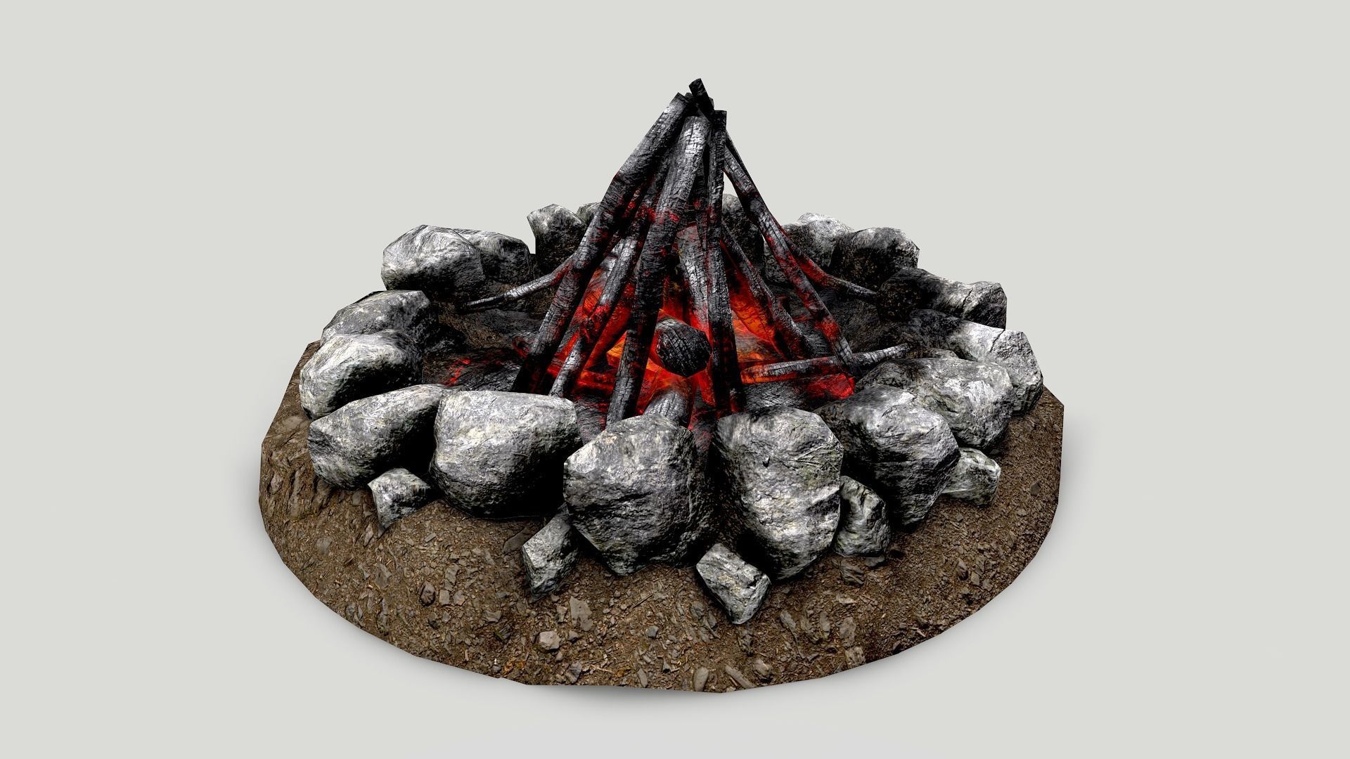 Camp Fire Pack Low-poly 3D model_12