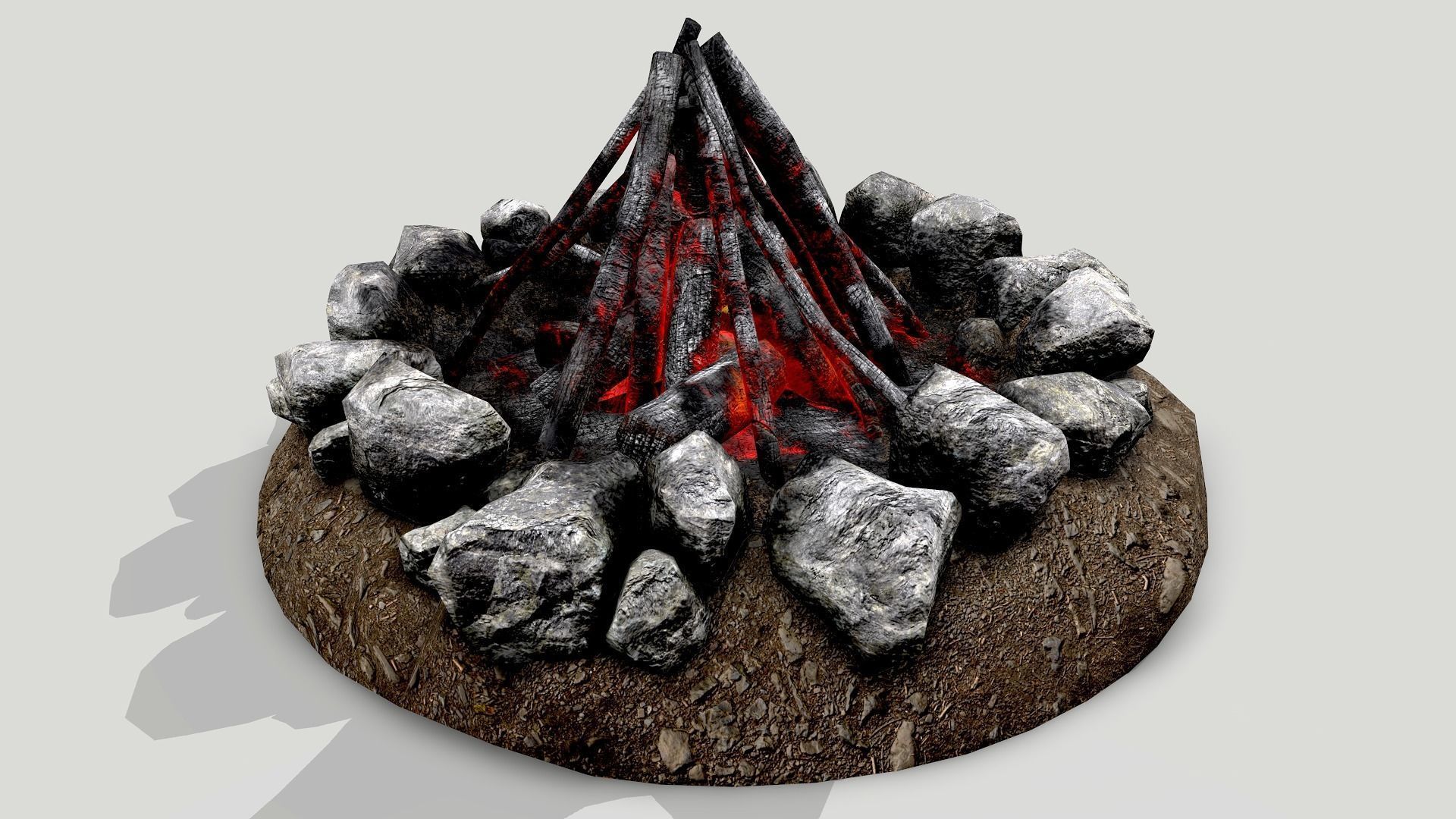Camp Fire Pack Low-poly 3D model_15