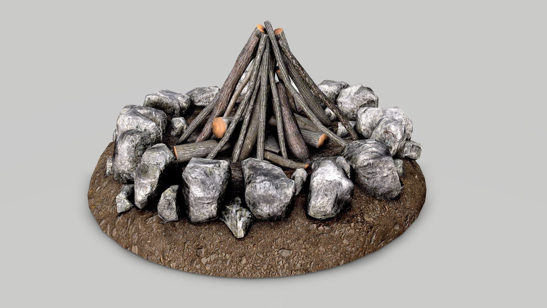 Camp Fire Pack Low-poly 3D model_2