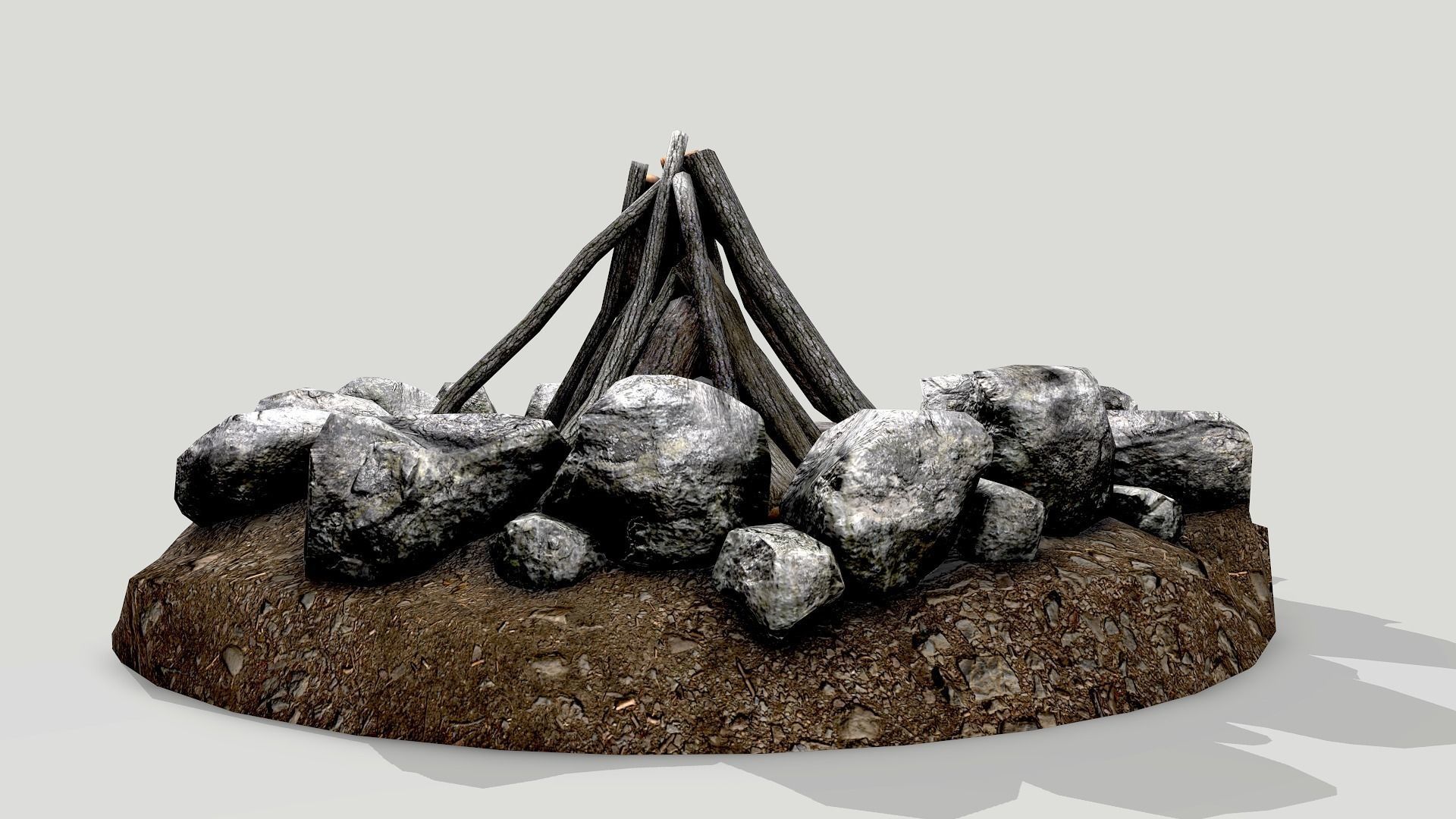 Camp Fire Pack Low-poly 3D model_9