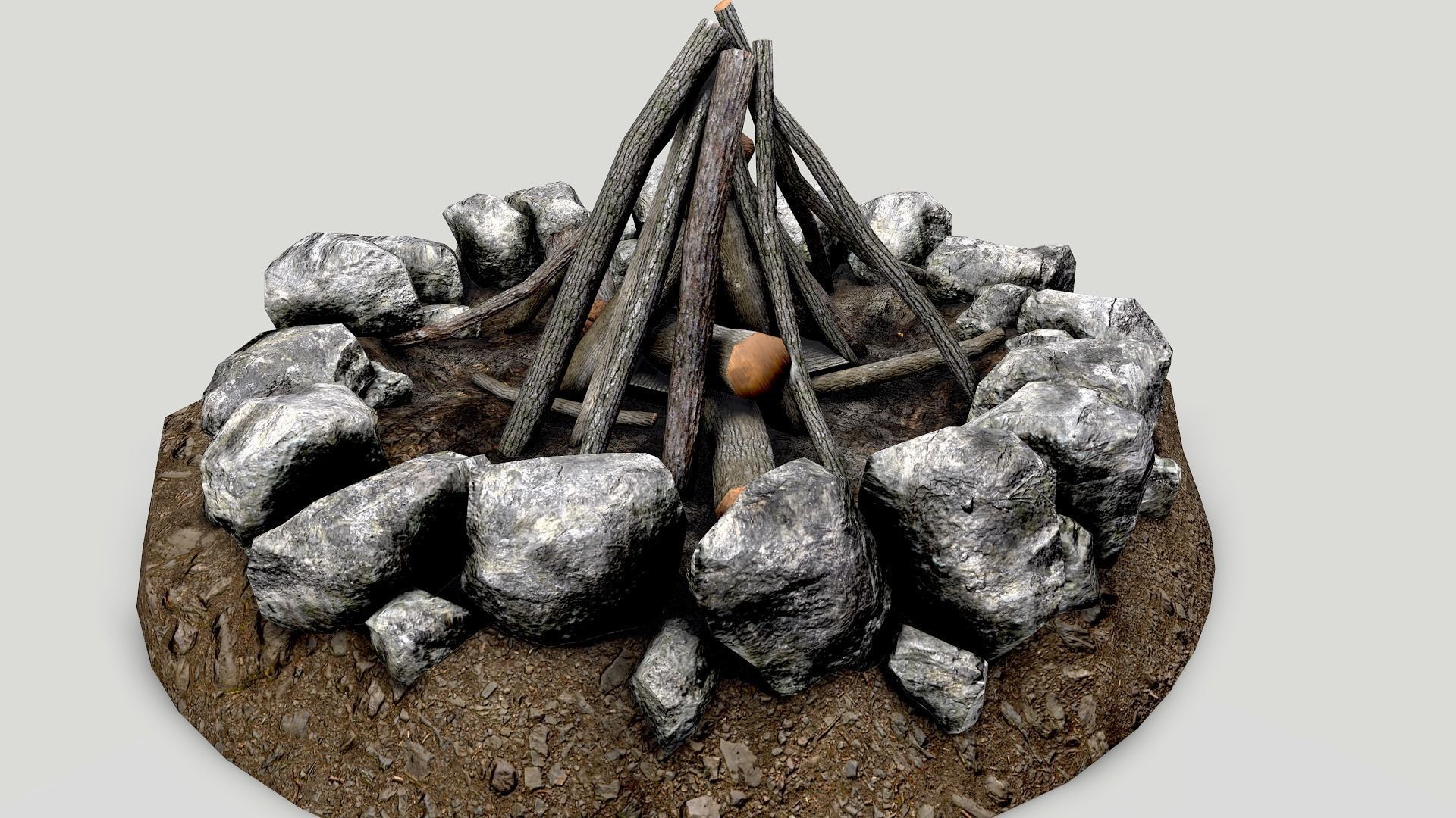Camp Fire Pack Low-poly 3D model_11