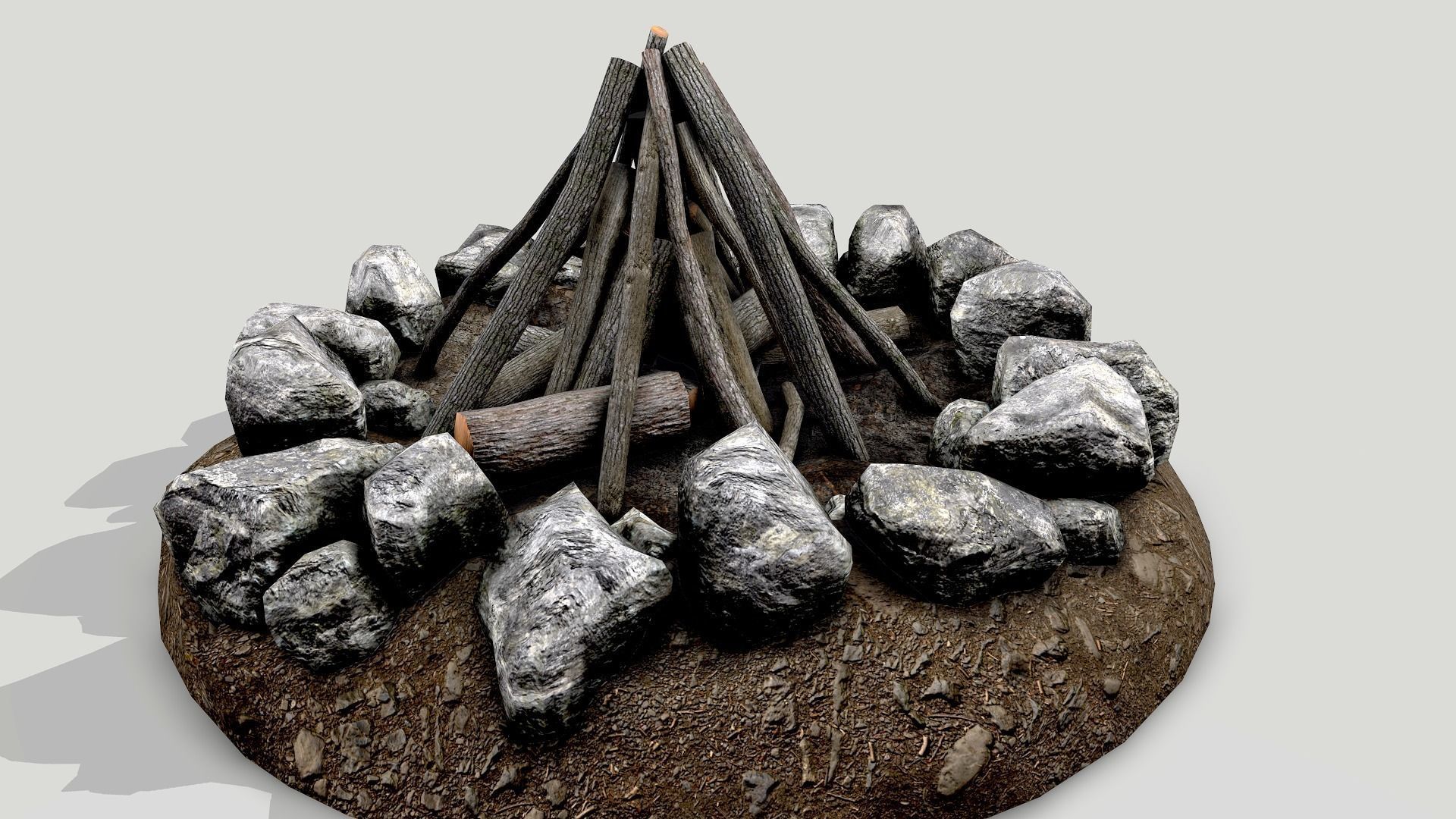 Camp Fire Pack Low-poly 3D model_13