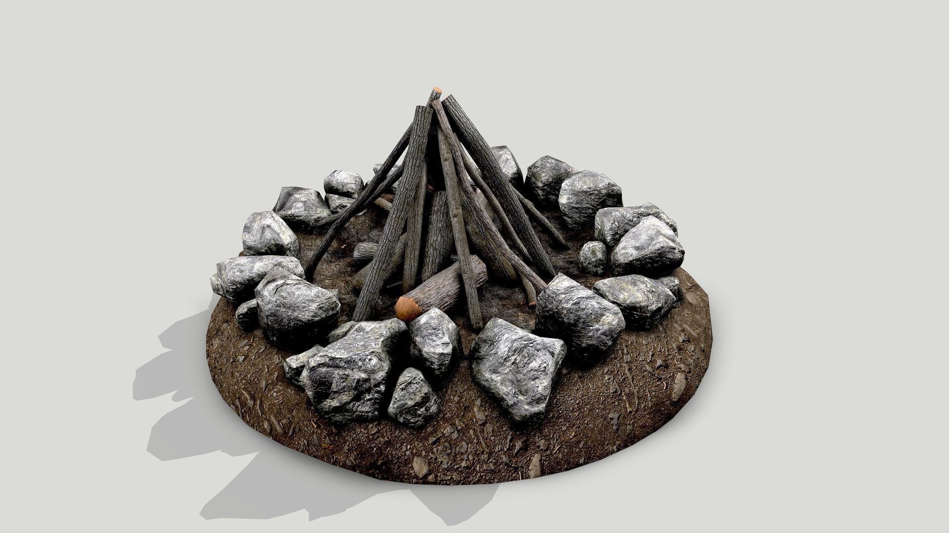 Camp Fire Pack Low-poly 3D model_10