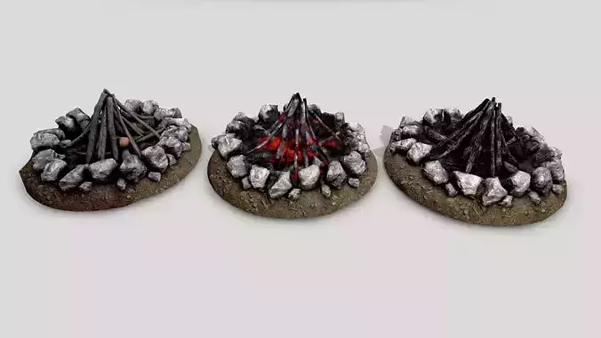 Camp Fire Pack Low-poly 3D model