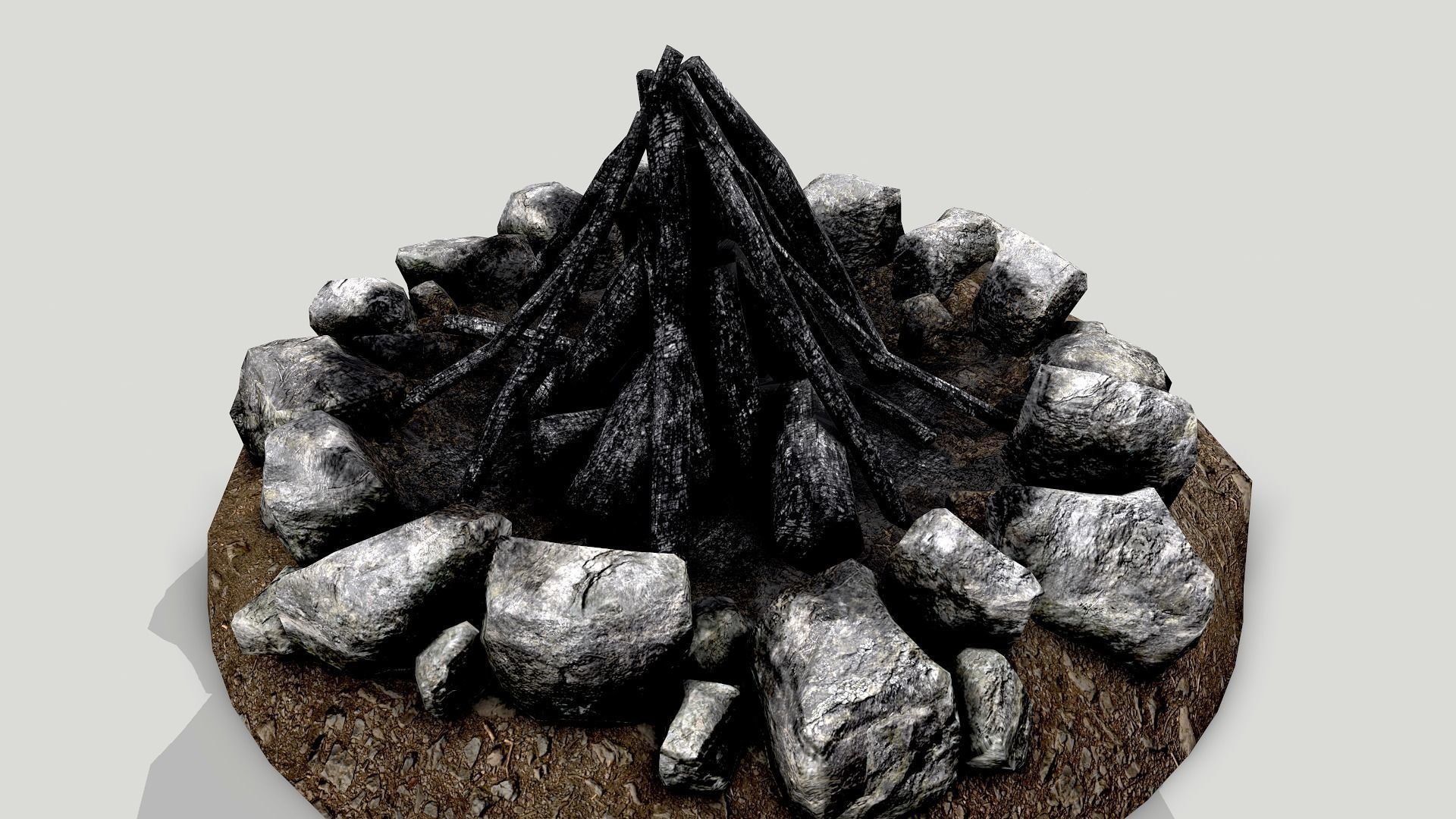 Camp Fire Pack Low-poly 3D model_6