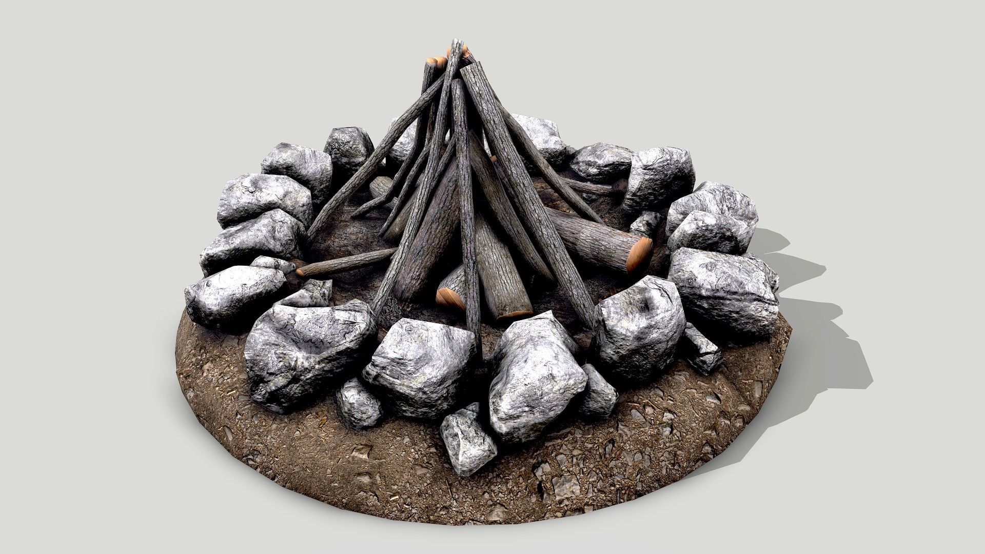 Camp Fire Pack Low-poly 3D model_7