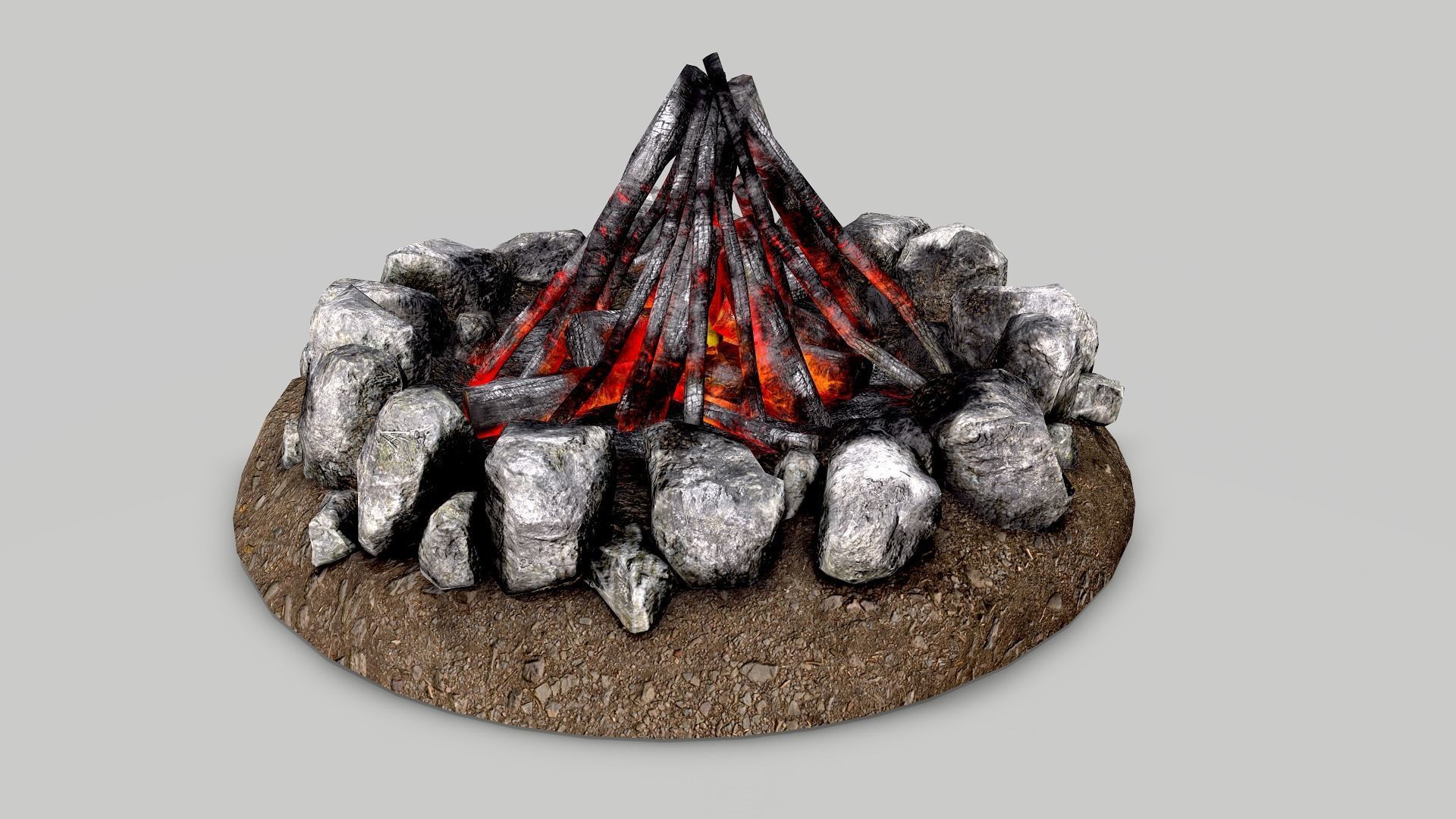 Camp Fire Pack Low-poly 3D model_3