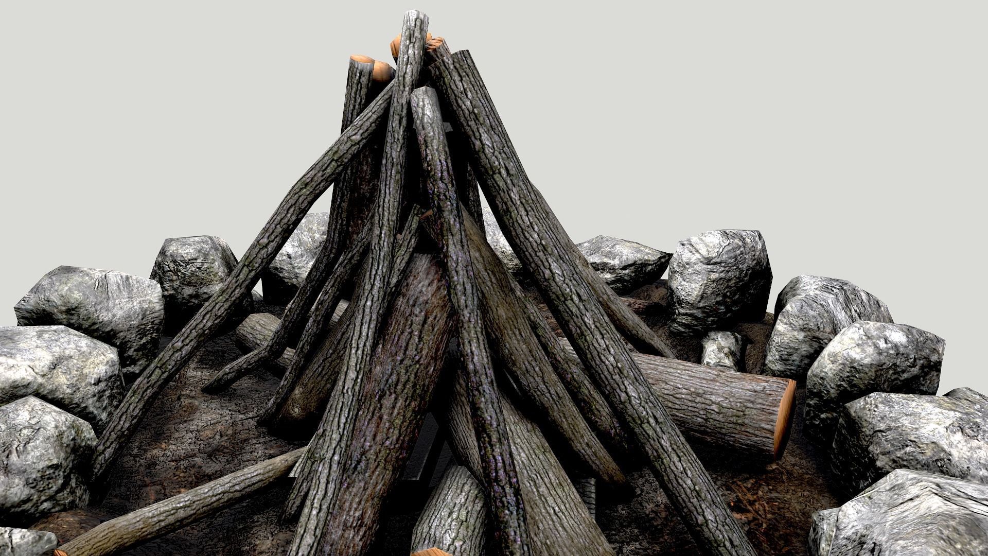 Camp Fire Pack Low-poly 3D model_14