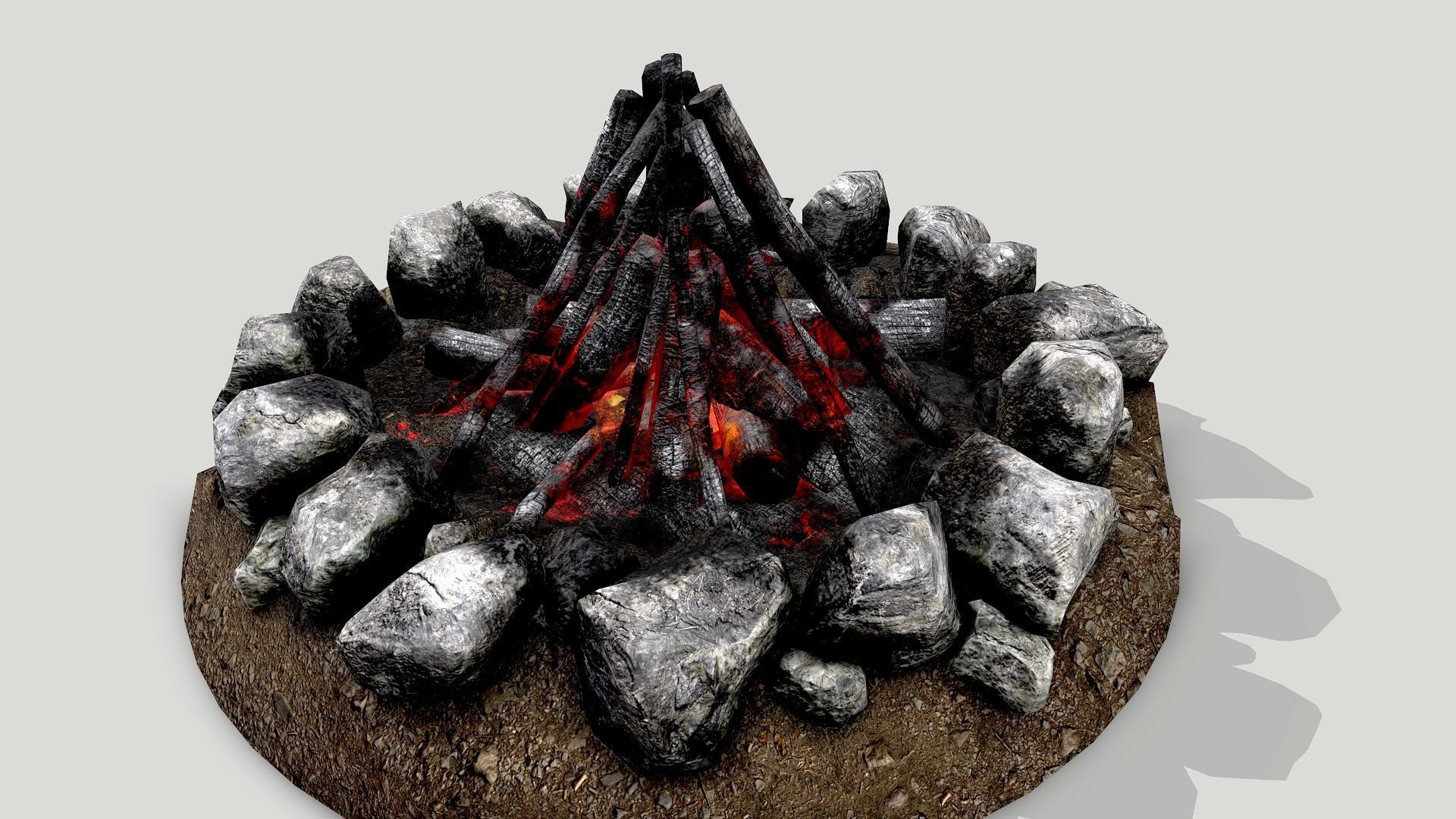 Camp Fire Pack Low-poly 3D model_16