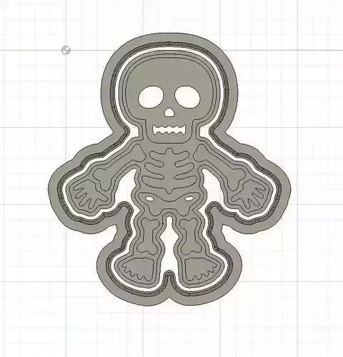 Halloween Skeleton Cookie and Fondant Cutter with Embosser 3D print model
