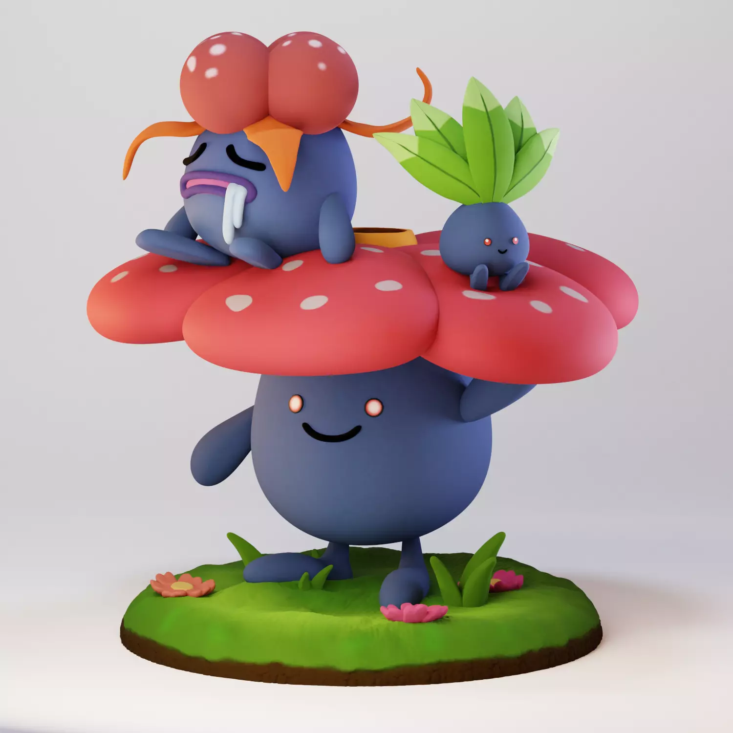 Vileplume Gloom and Oddish from Pokemon 3D print model_0