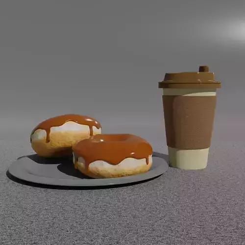 Chocolate Doughnut and Coffee Cup 