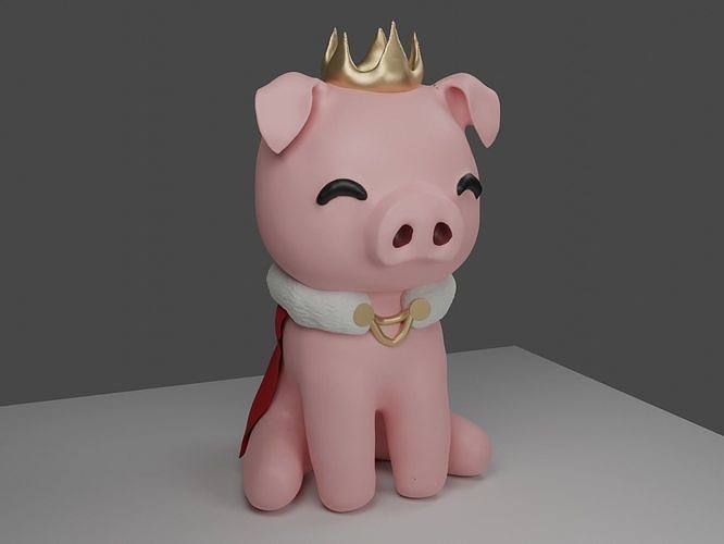 Technoblade 3D model pig in crown 3D print model