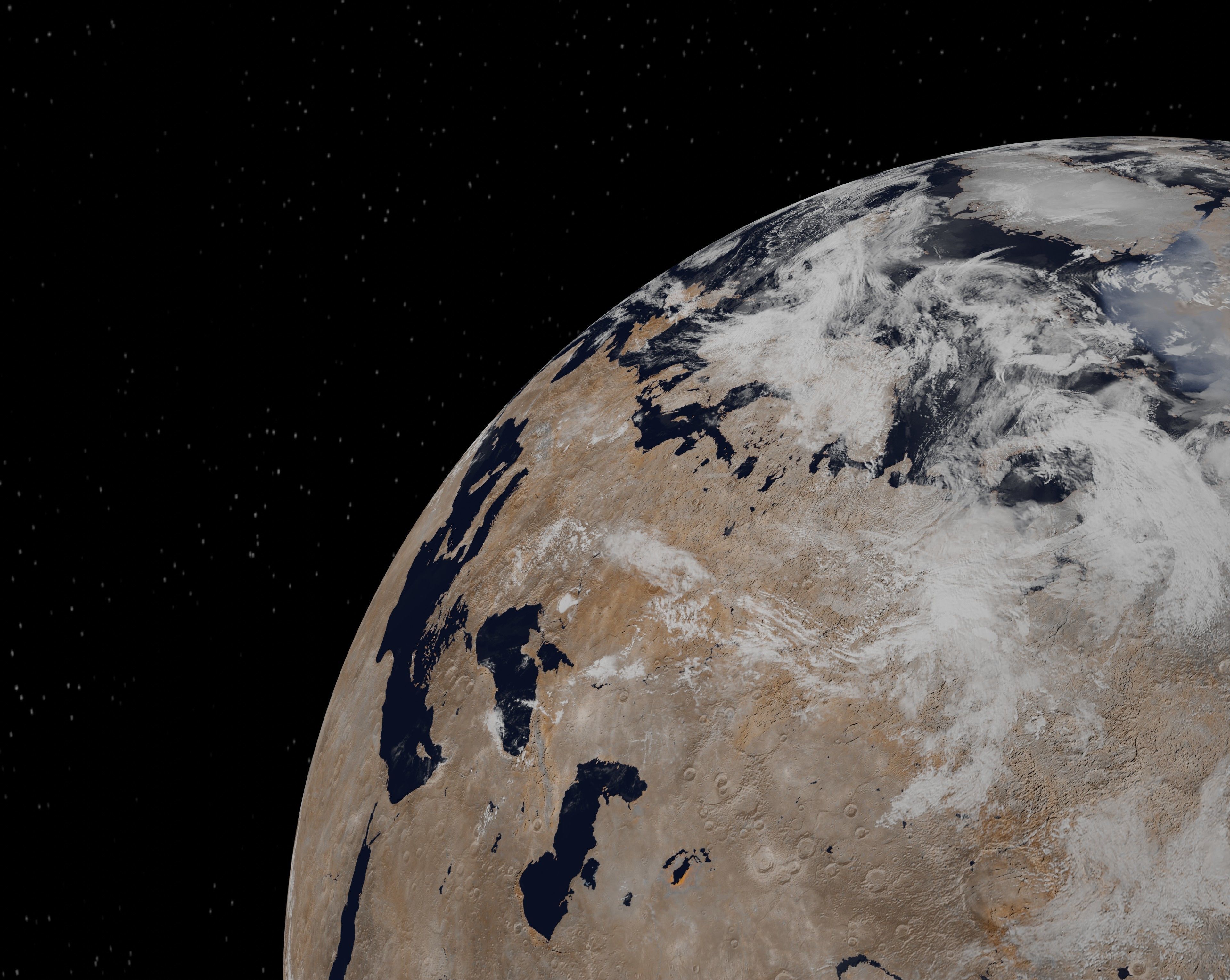 Bombarded planet earth  Low-poly 3D model_9