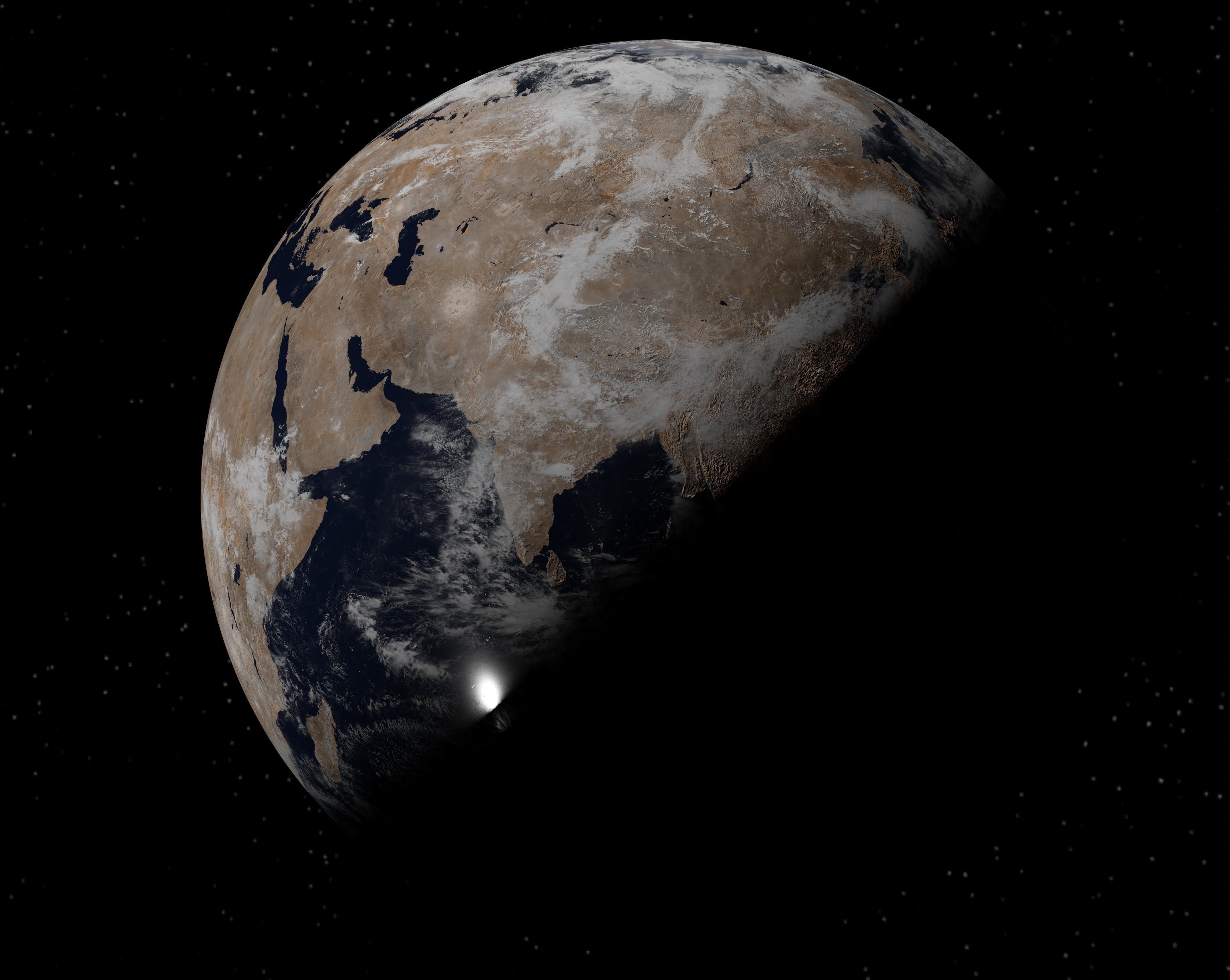 Bombarded planet earth  Low-poly 3D model_6