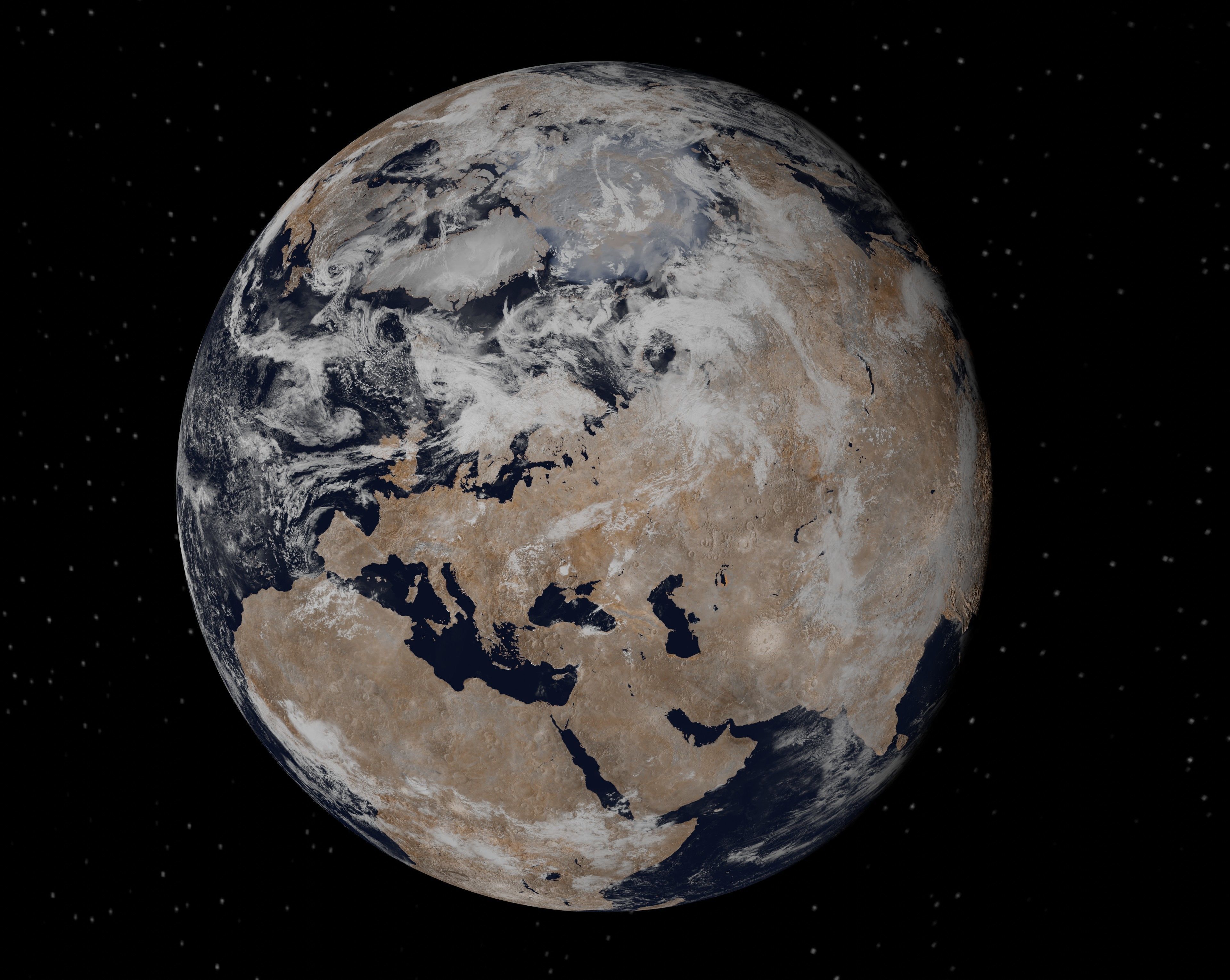 Bombarded planet earth  Low-poly 3D model_5