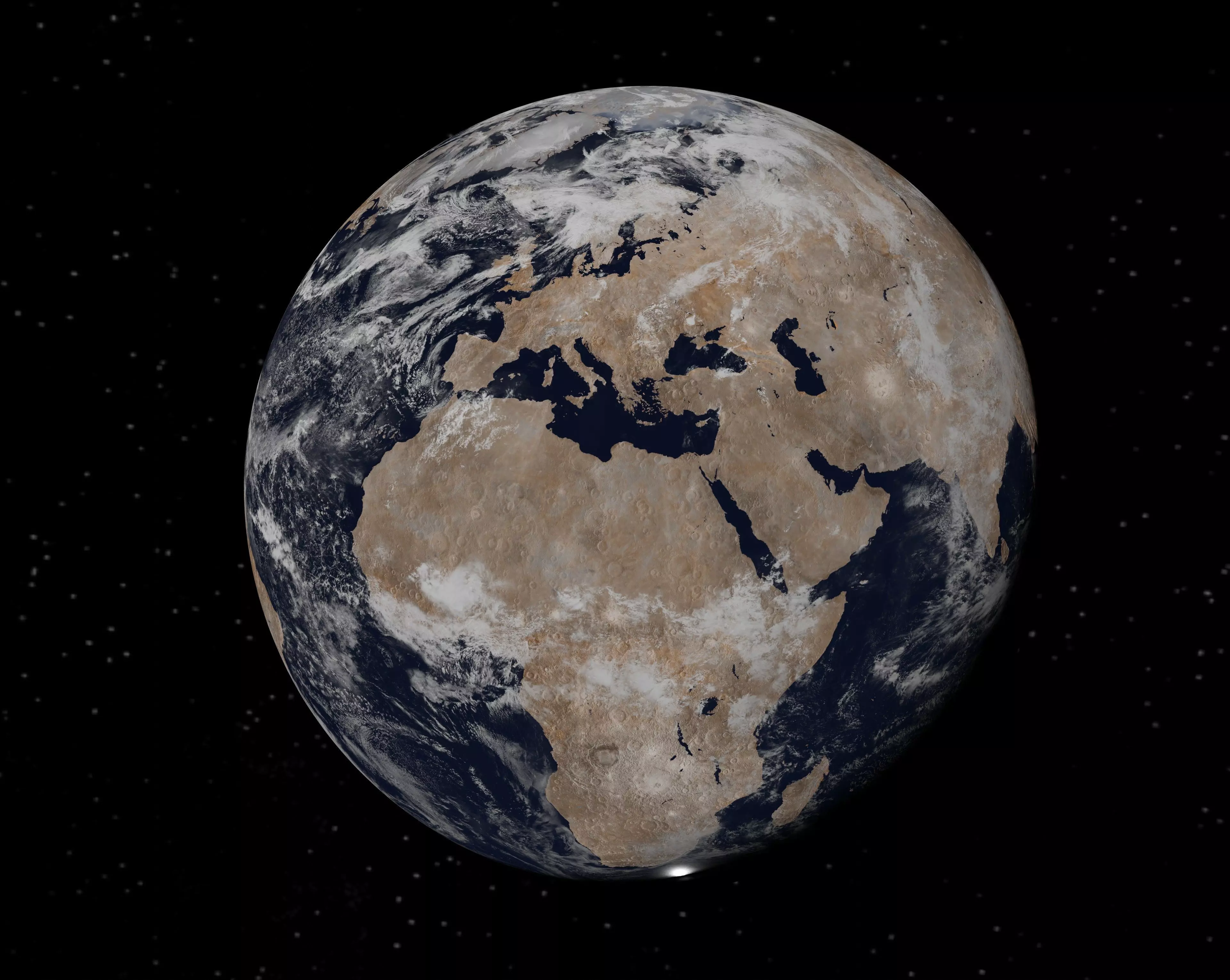 Bombarded planet earth  Low-poly 3D model_0