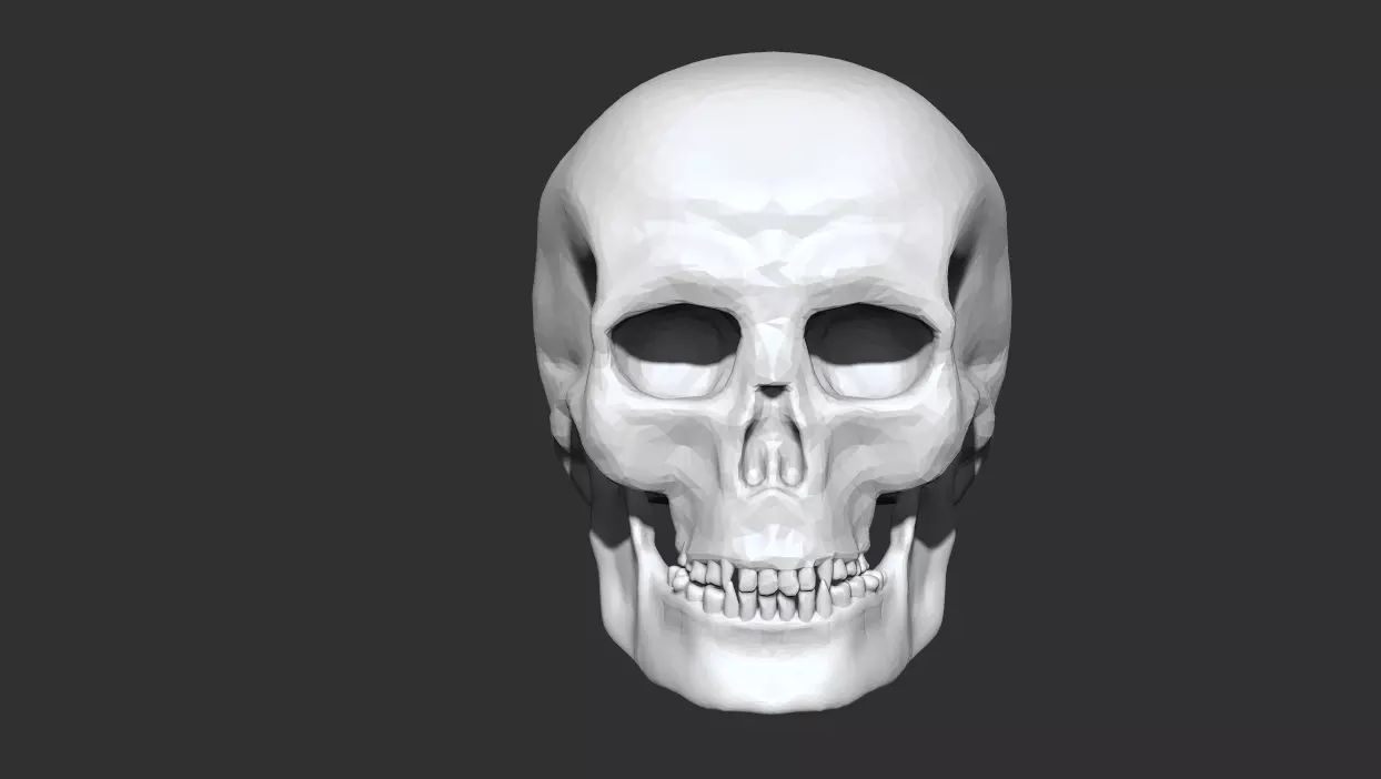 Skull for games Low-poly 3D model_0