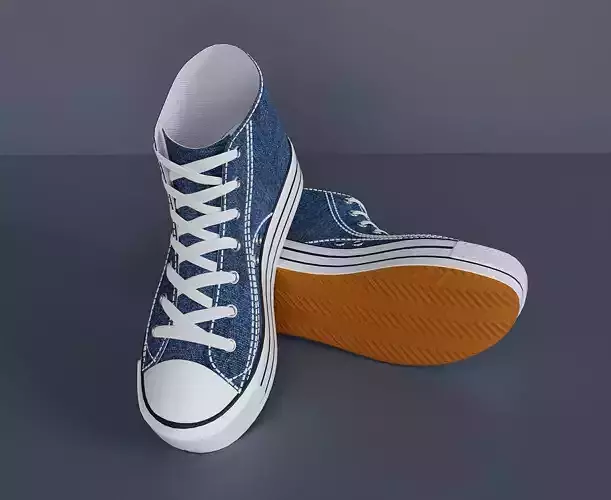 Branded womens denim sneakers 3D model