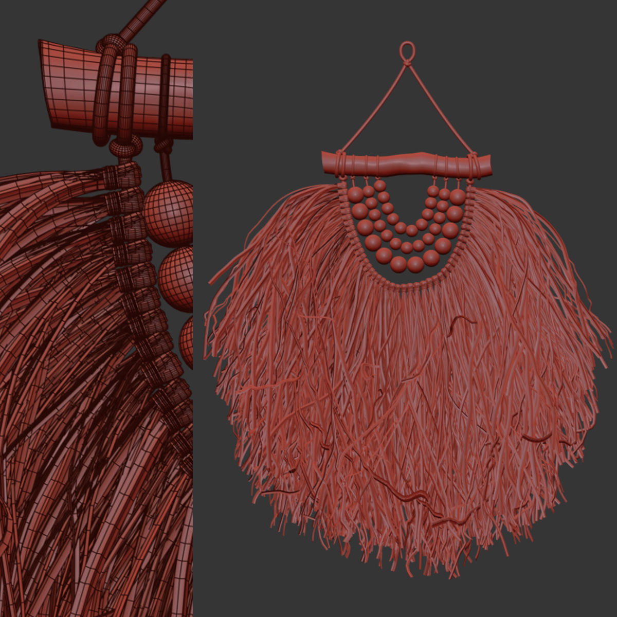 Raffia Handmade Boho 3D model_4