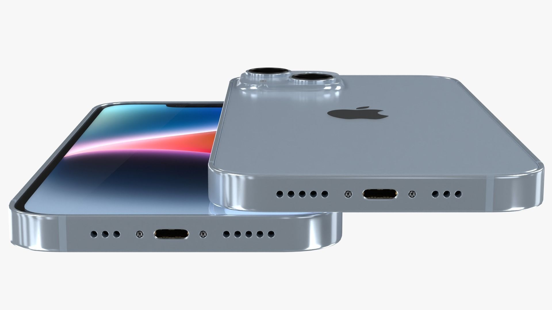 iPhone 14 Blue Low-poly 3D model_8