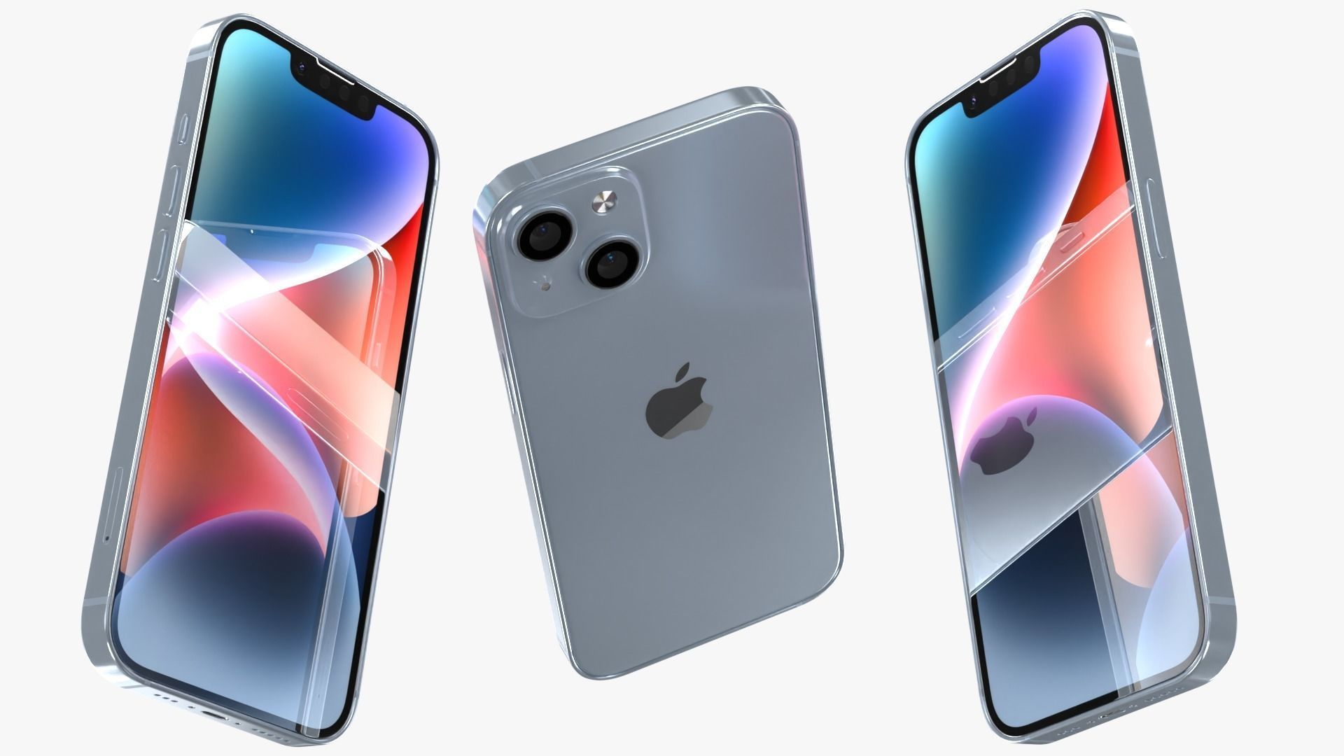 iPhone 14 Blue Low-poly 3D model_4