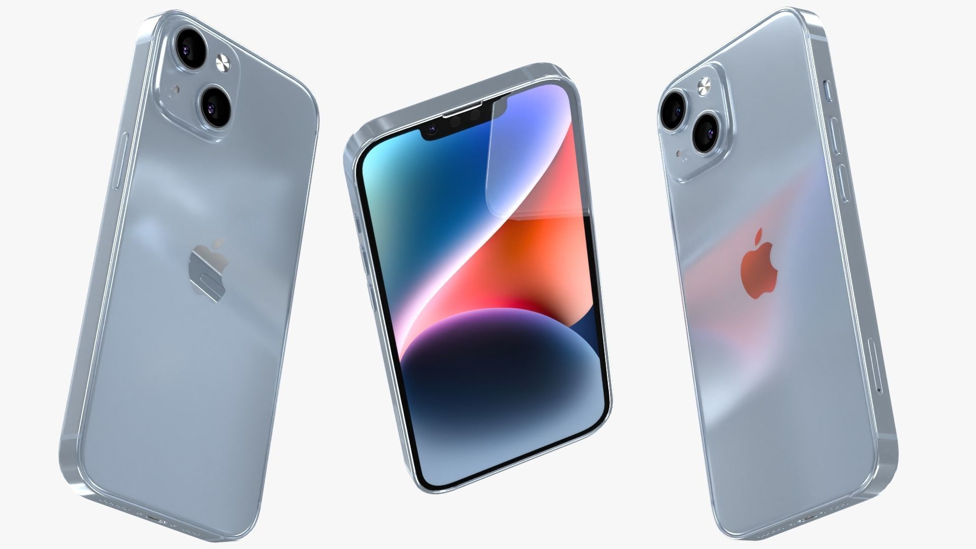 iPhone 14 Blue Low-poly 3D model_3