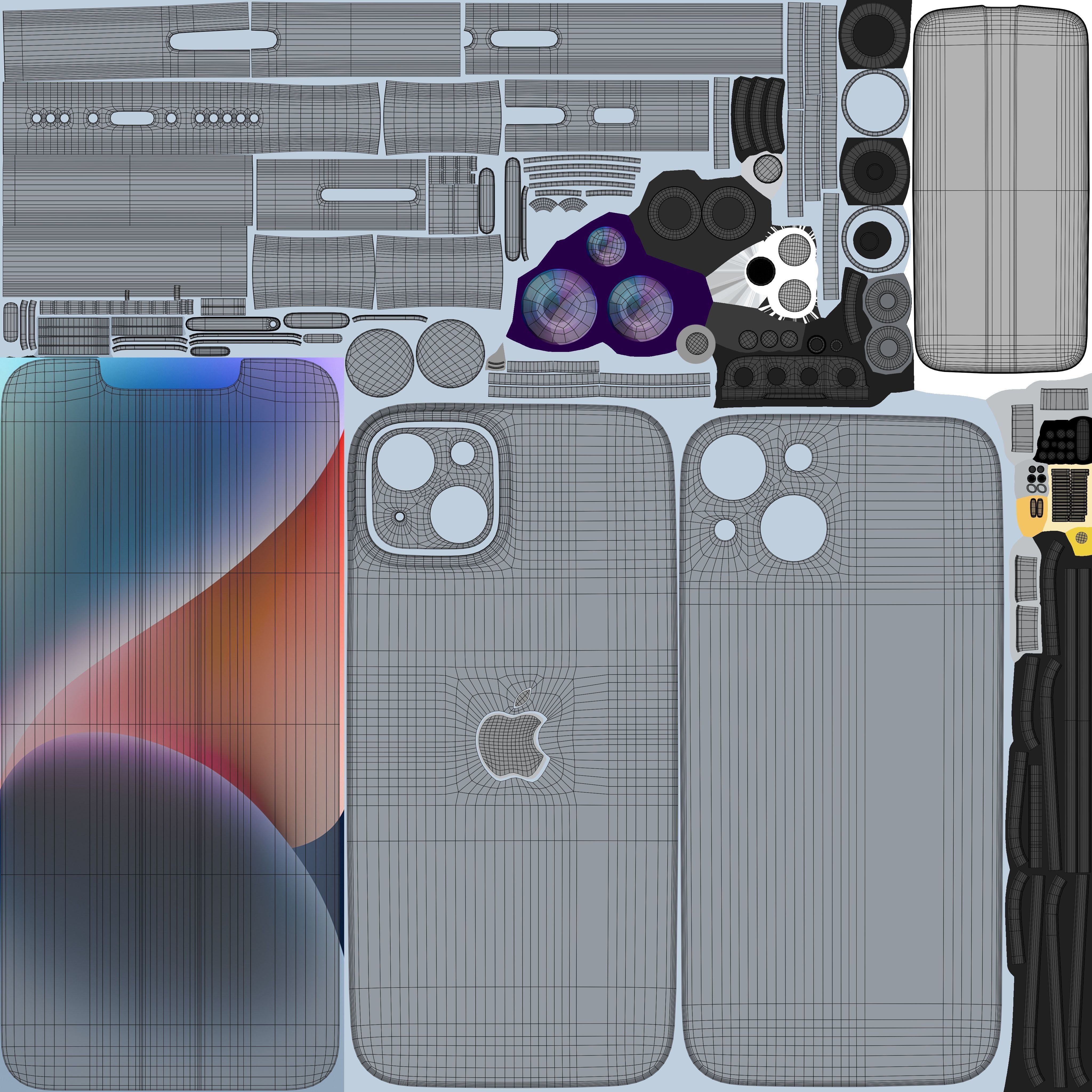 iPhone 14 Blue Low-poly 3D model_12