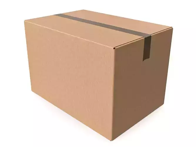 Cardboard box sealed with packing 01 Low-poly 3D model